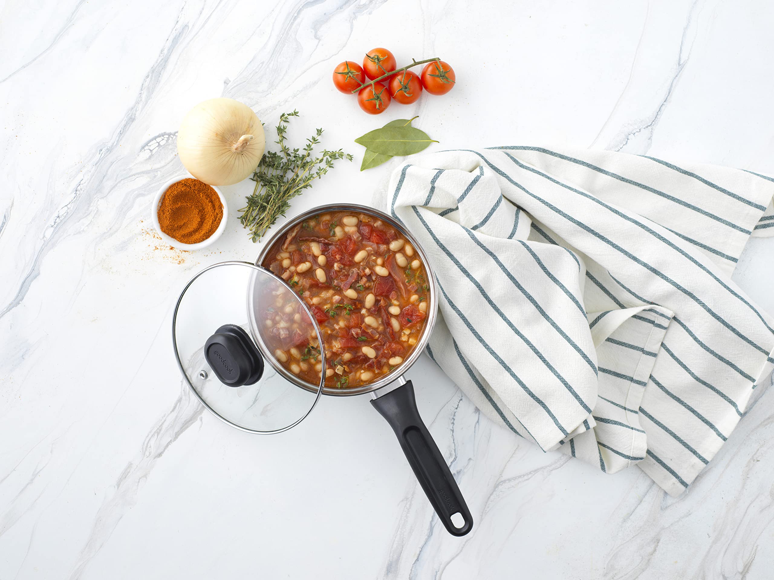 Good Cook Stainless Steel Sauce Pan 1.5 Quart with Lid - Silver, Model 06003