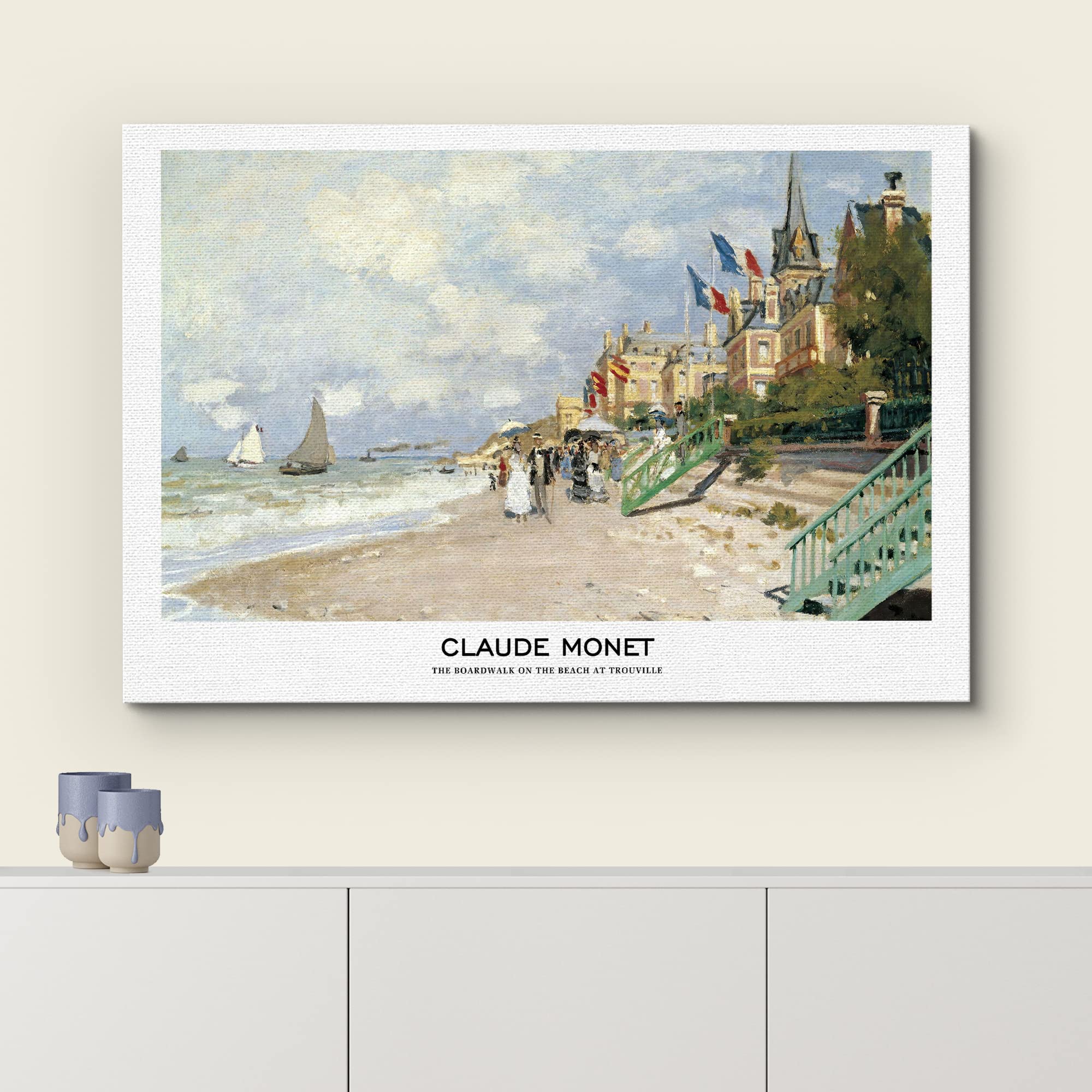 Wall26 Canvas Print Wall Art The Boardwalk Beach Trouville By Claude Monet Historic Classical Illustrations Fine Art Decorative