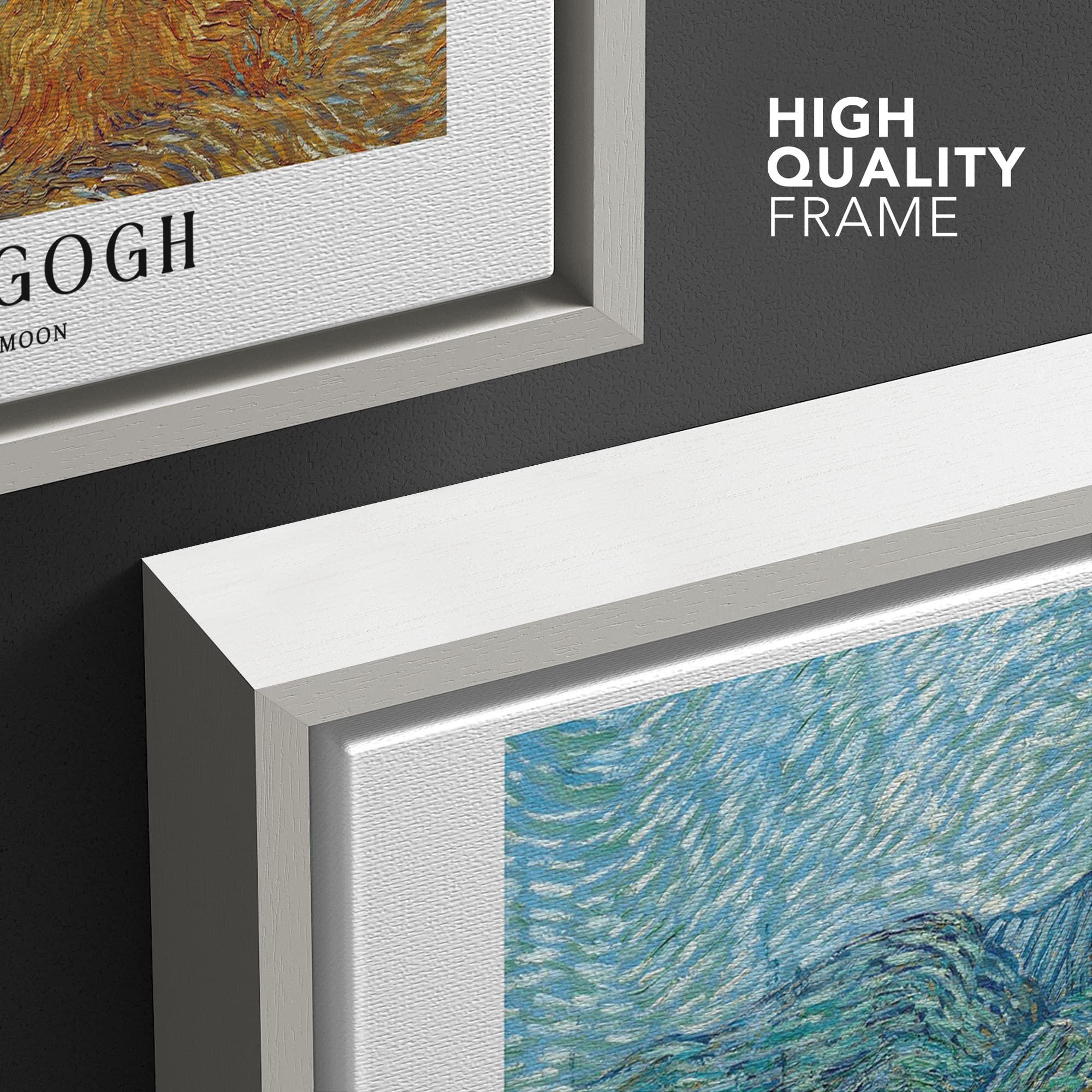 Wall26 Framed Canvas Print Wall Art Evening Landscape & Rising Moon By Van Gogh Historic Classical Illustrations Fine Art Decora