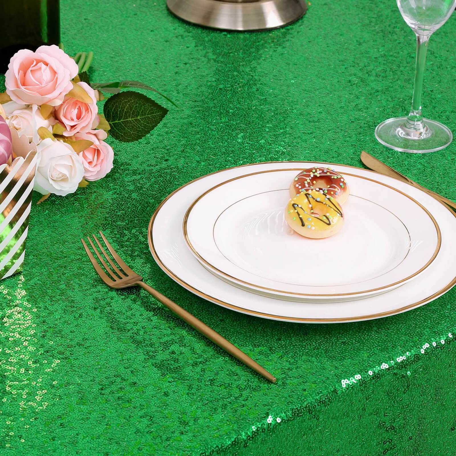 B-Cool Glitter Table Cloth Sequin Tablecloth Christmas Decoration Sparkly Table Fabric 50X80 Inch Rectangular Spring Table Linen