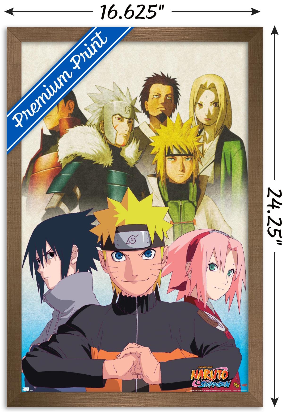 Trends International Naruto Shippuden - Key Art Wall Poster, 14.725'' X 22.375'', Bronze Framed Version