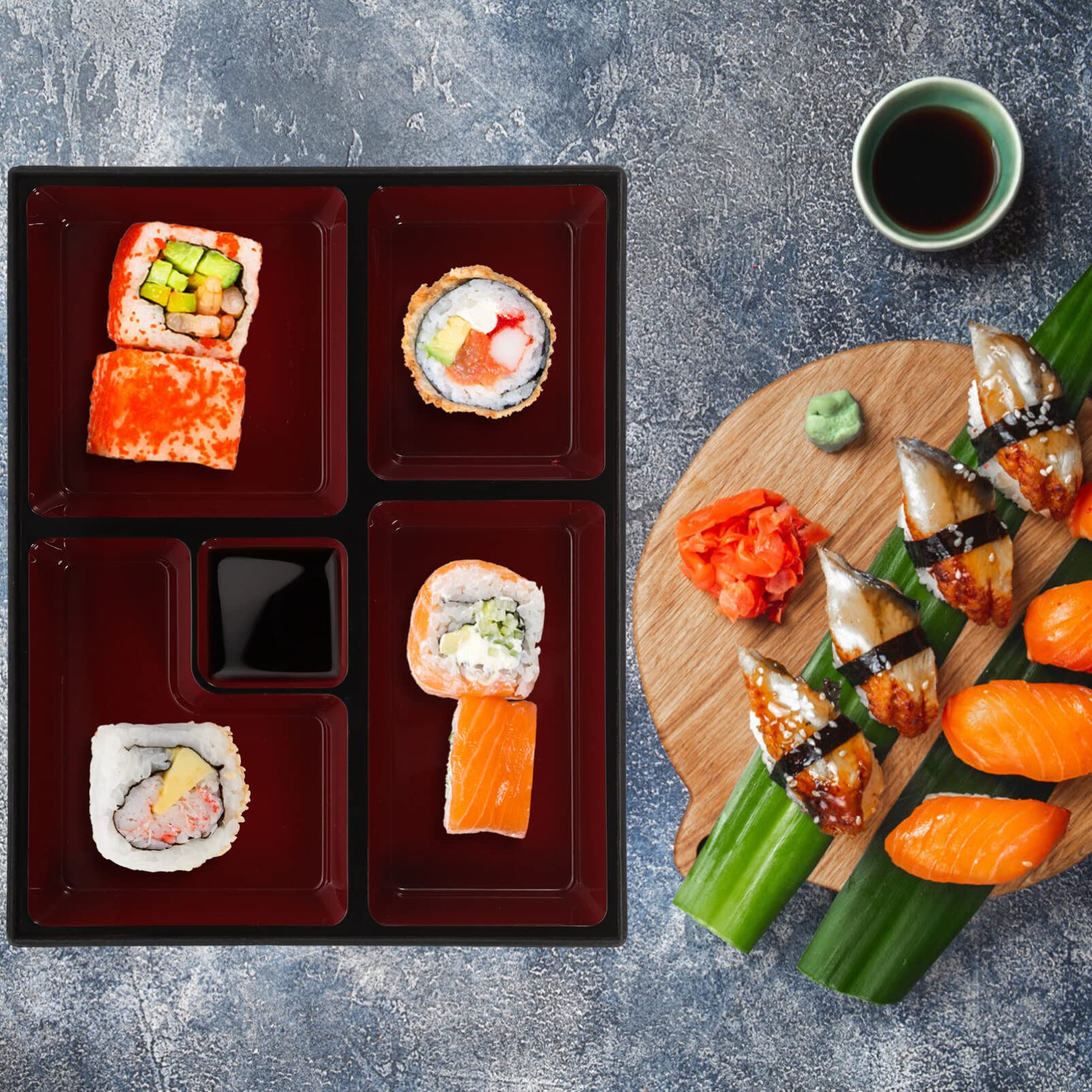 Japanese Sushi Tray Bento Box Traditional Plastic Candy Box Snack Serving Box With Lid For Restaurant Home Office Japanese Sushi