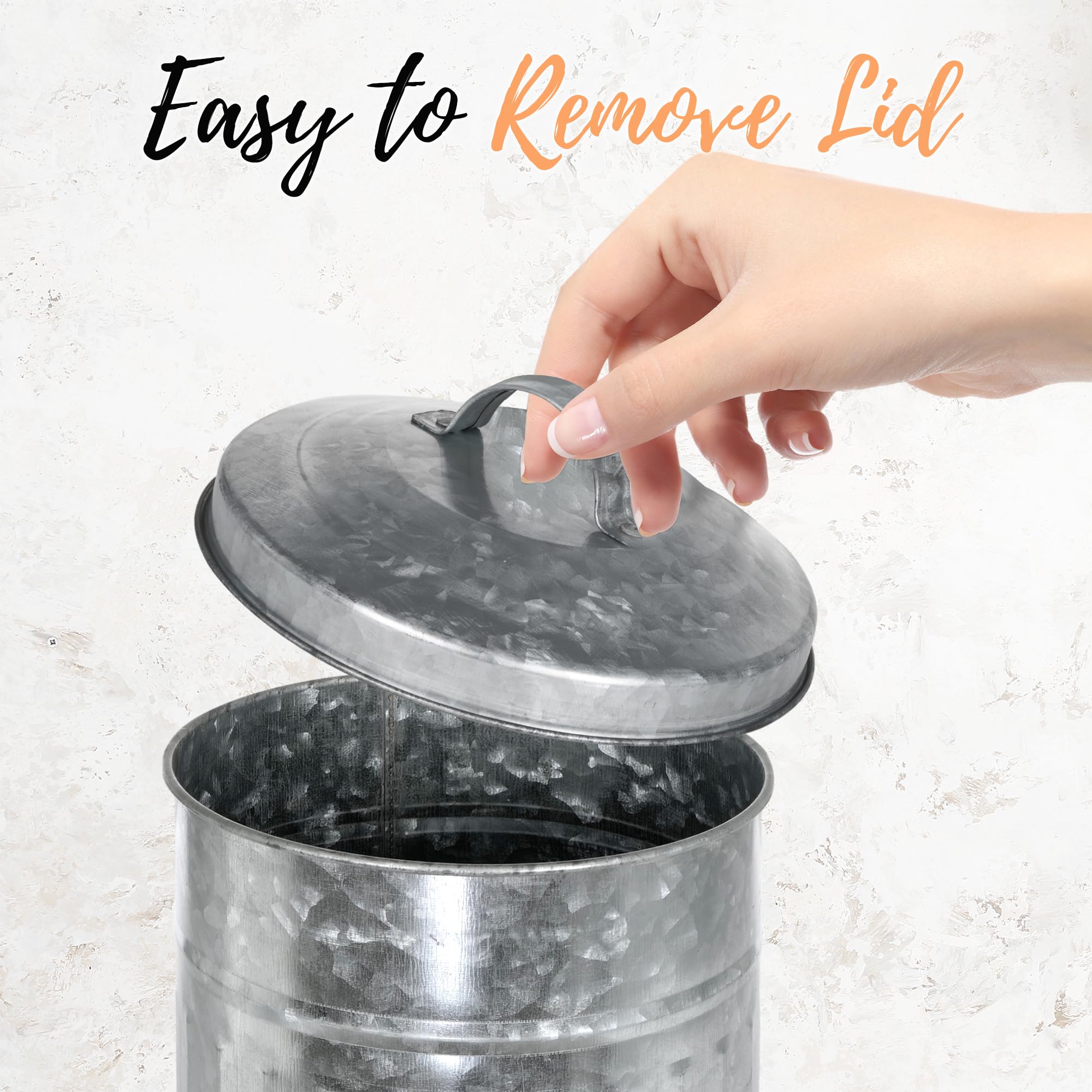 Autumn Alley Farmhouse Galvanized Metal Free Standing Toilet Paper Holder Organizer Stand Canister with Lid - Fits 3 Mega Rolls  Rustic Behind/Beside Toilet Storage Stand