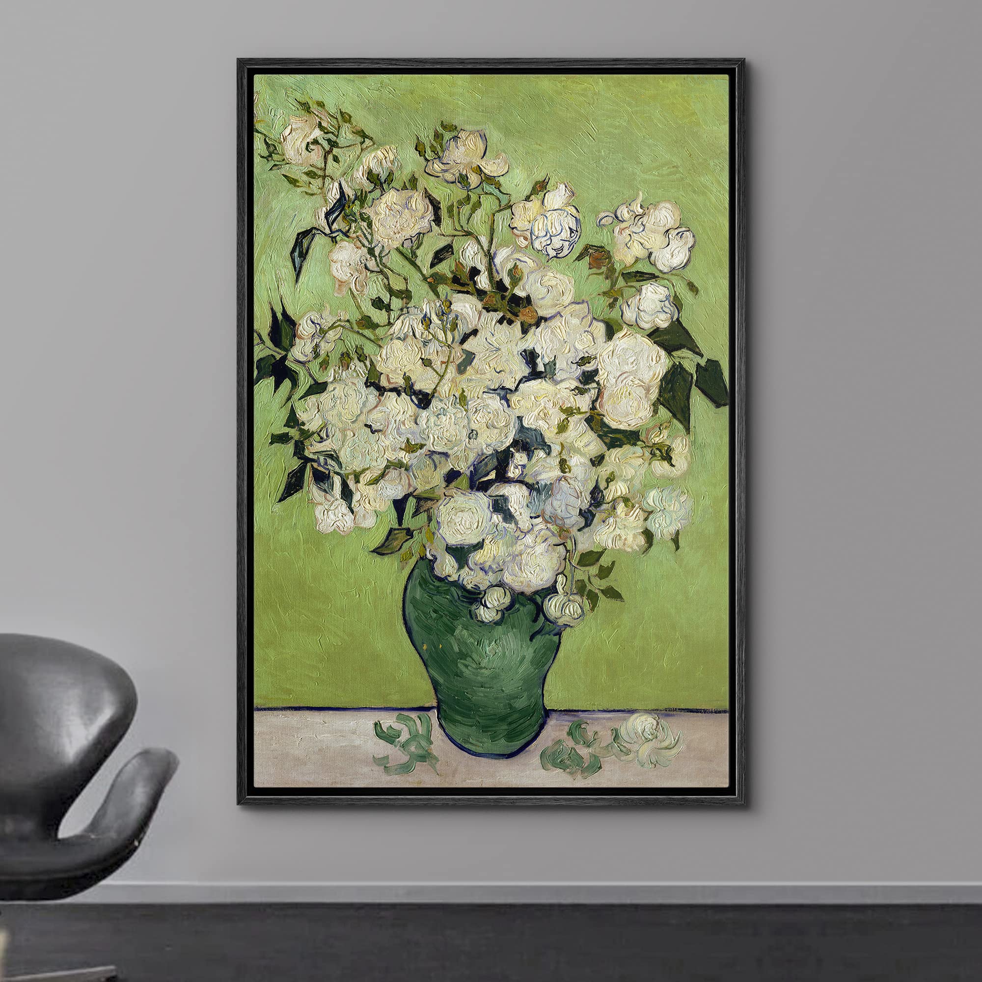 Wall26 Framed Canvas Print Wall Art Irises & Roses By Master Artist Vincent Van Gogh Nature Wilderness Illustrations Fine Art Re