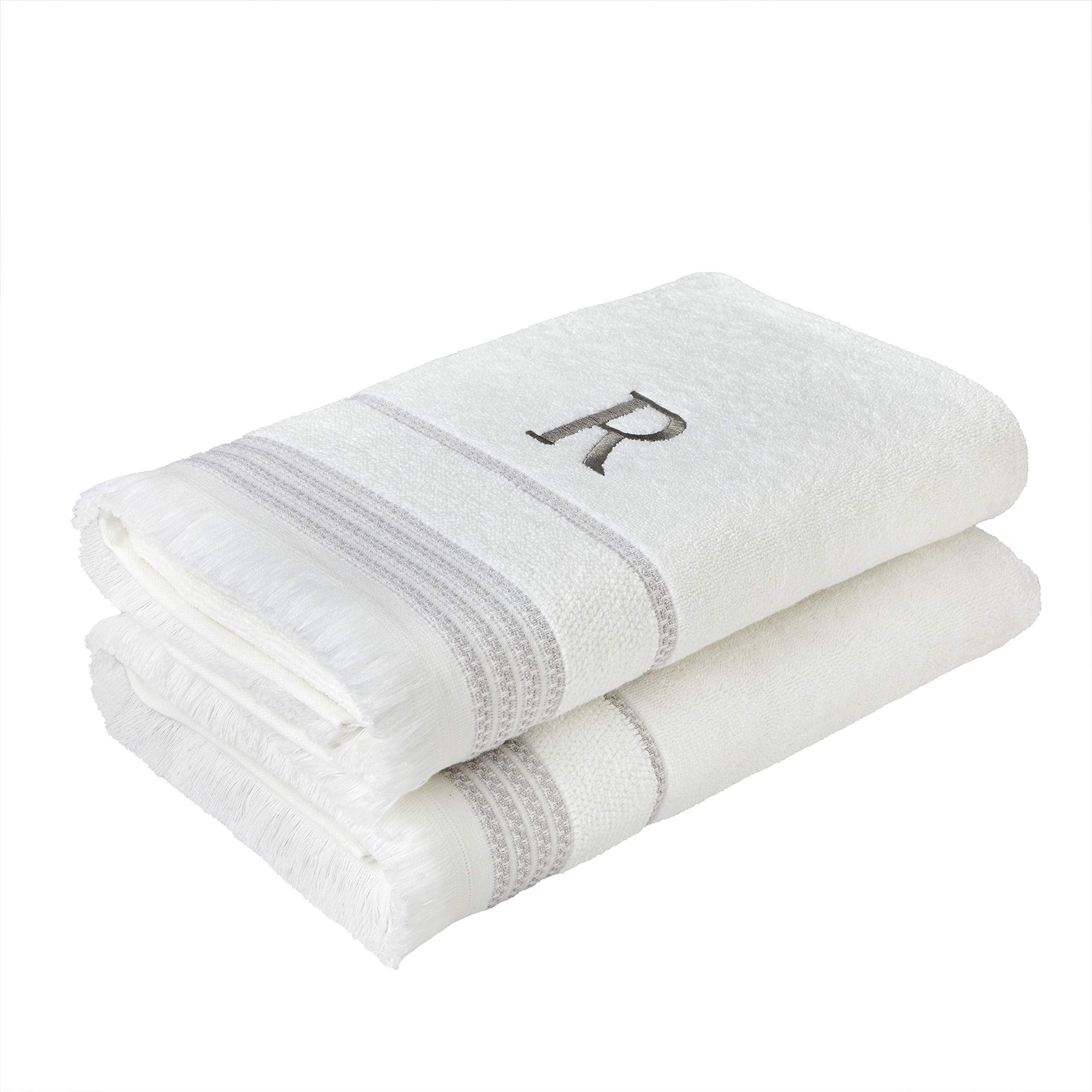 Skl Home Casual Monogram Bath Towel, R, 28X54, White