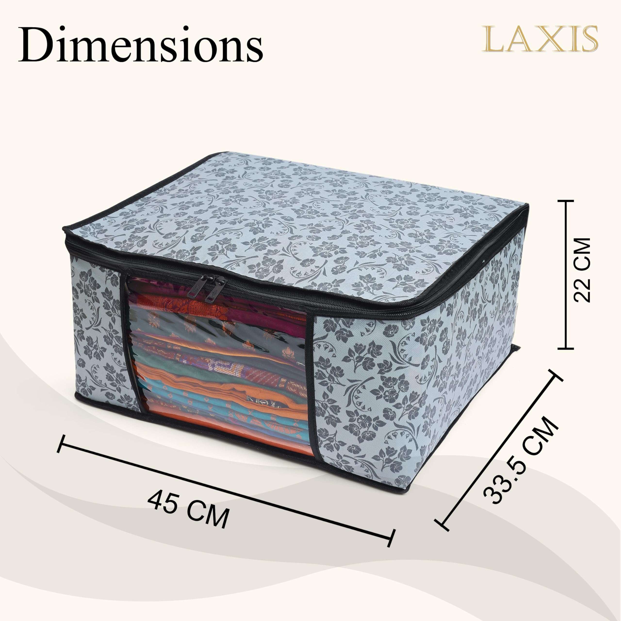Homfil Brand - Laxis Saree Covers With Zip Non-Woven Printed Saree Cover/Saree Organizer For Wardrobe/Cloth Storage With Transpa