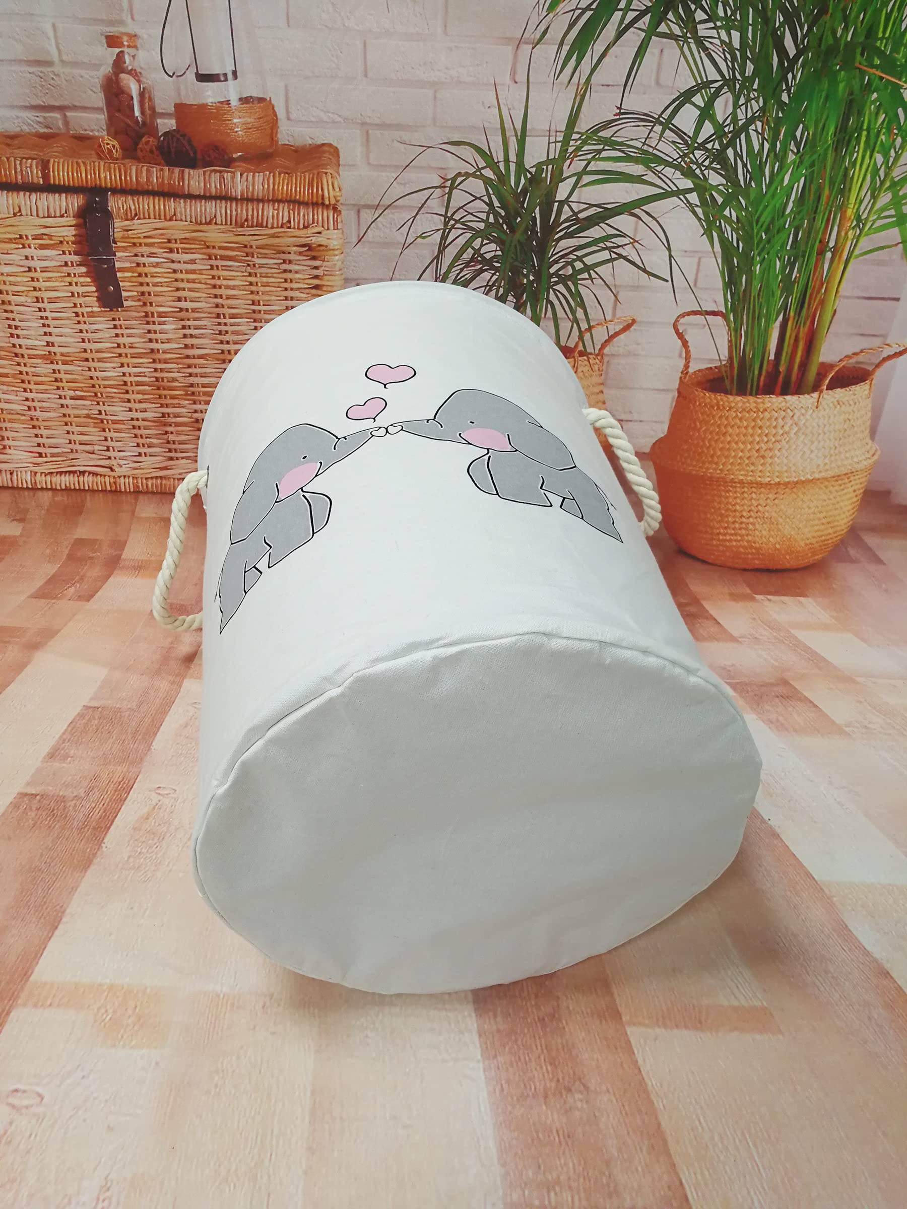 Vaivusto Round Baby Laundry Basket,Kids Storage Basket, Nursery Hamper,Dirty Clothes Basket,Toy Storage Bin,Laundry Hamper With