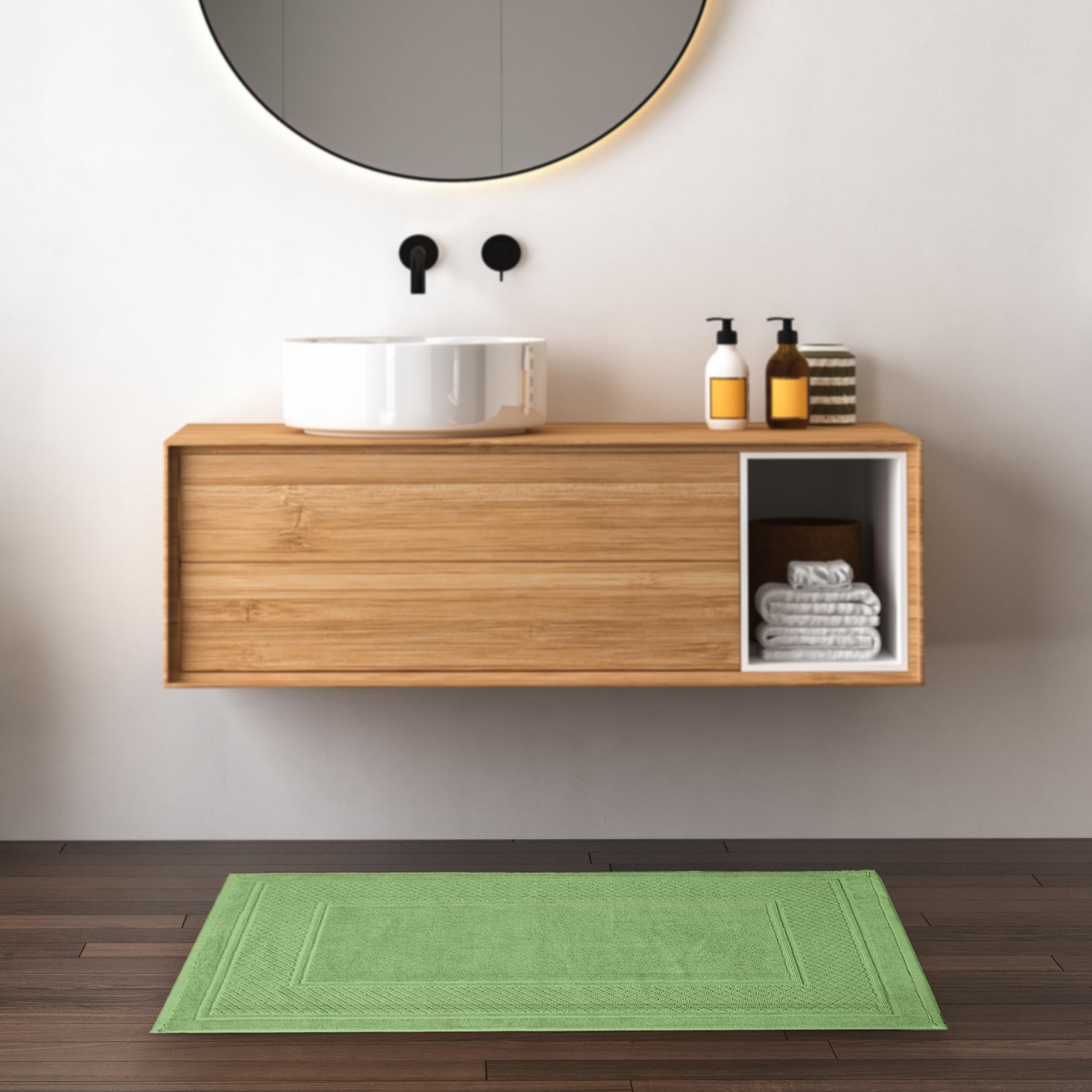 Avalon Bath Mats for Bathroom - Absorbent Bathroom Mats Quick Dry Bath Mat - 100% Cotton Bath Mats Soft Bathroom Floor Mat - Green Bath Mat Absorbent Bath Mat Set of 2 (22x34 Inches)