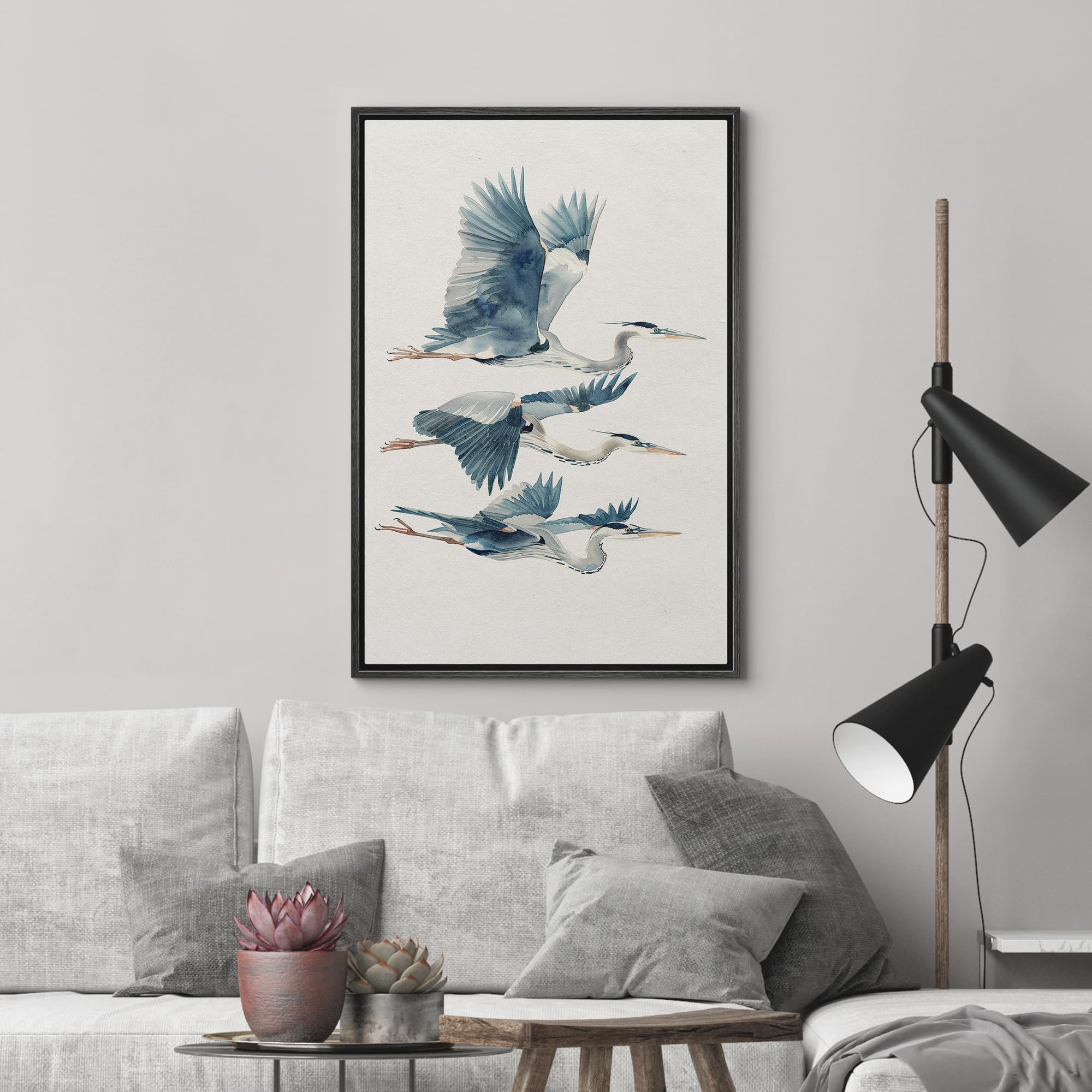Wall26 Framed Canvas Print Wall Art Flight Of The Cranes Graceful Bird In Motion Illustrations Modern Art Decorative Multicolor