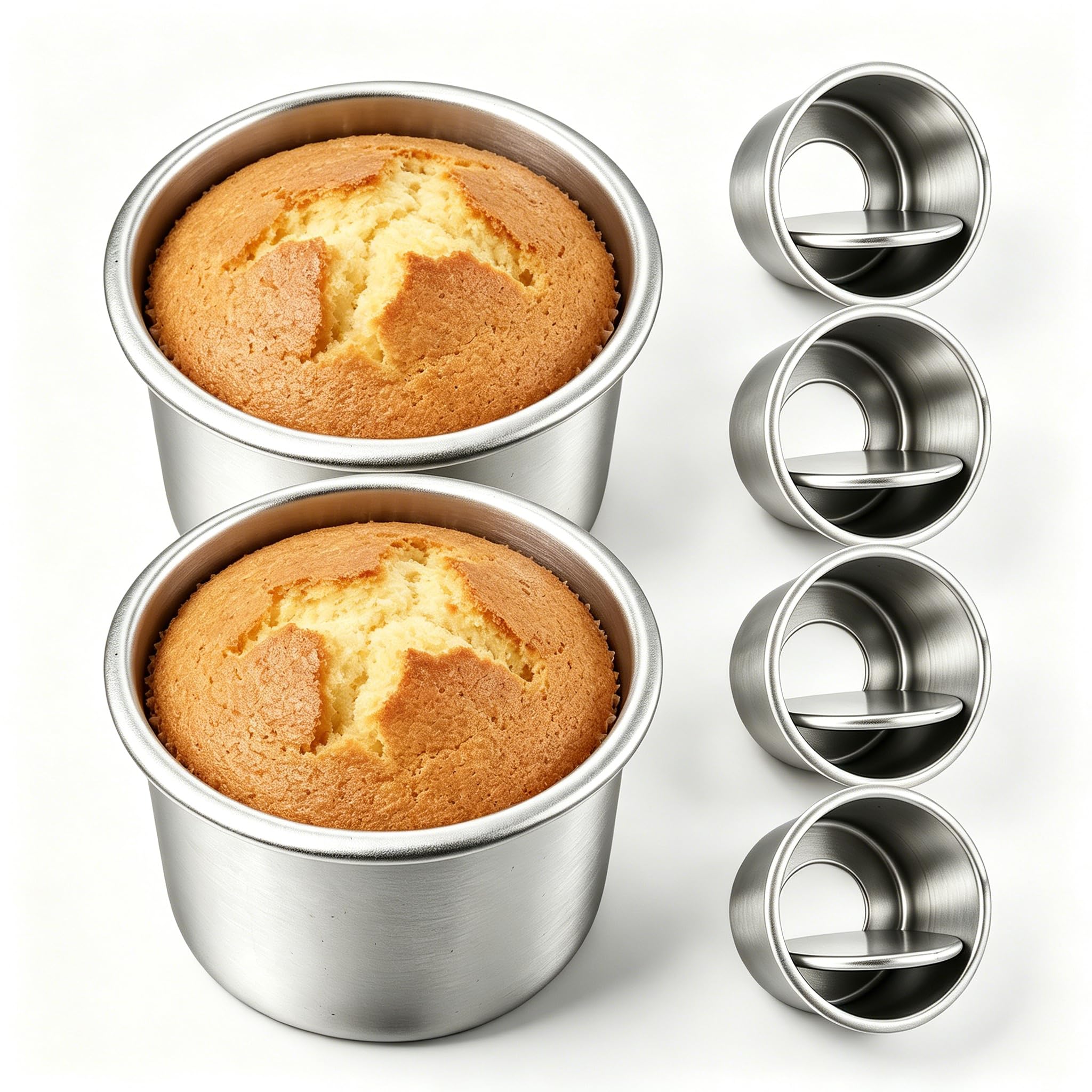 Toyvian 6Pcs Round Cake Pans 2.51 Inch Removable Bottom Cake Molds for Individual Cakes Fruit Pies Pumpkin Pies Pot Pies and Des