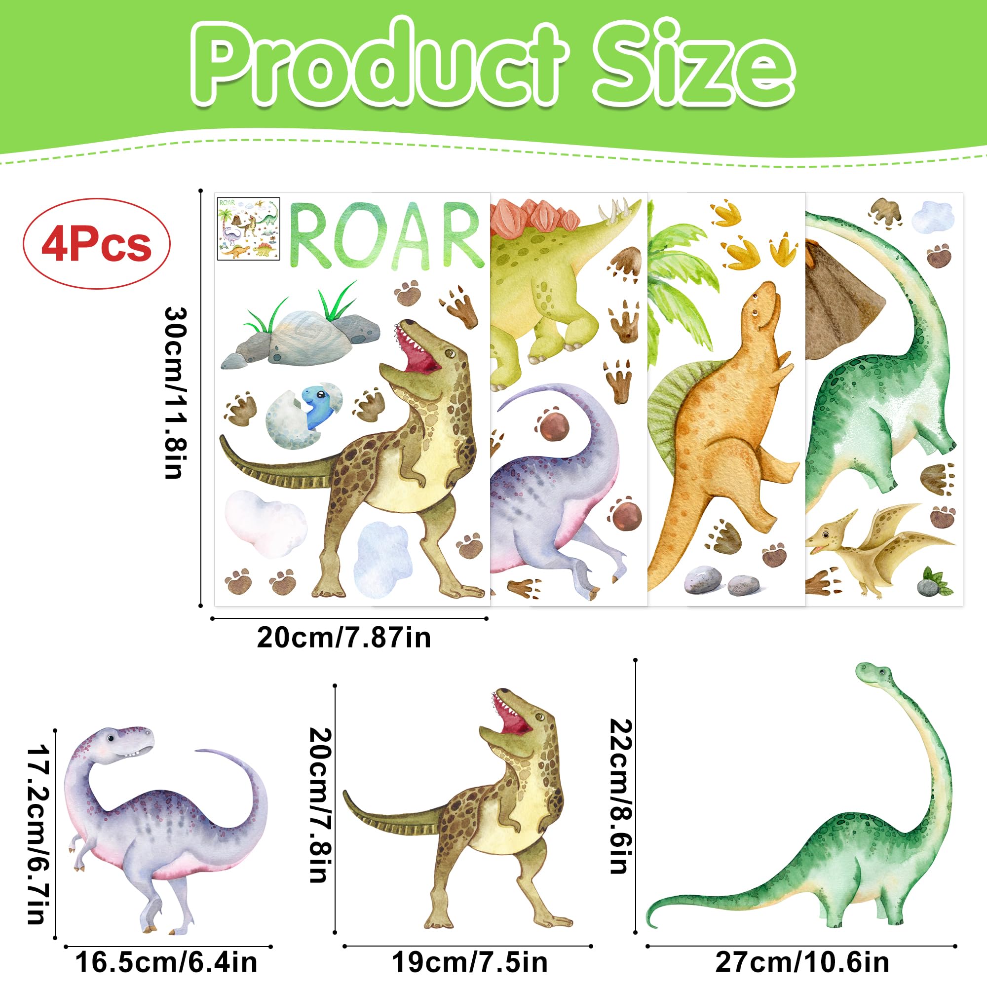 Dinosaur Wall Decals Glow In The Dark Dinosaur Wall Stickers Watercolor Dionsaur Decal Large Removable Vinyl Dino Wall Decals Fo