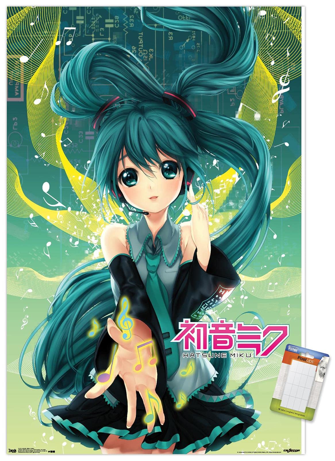 Trends International Hatsune Miku - Notes Wall Poster, 14.725'' X 22.375'', Premium Poster & Mount Bundle