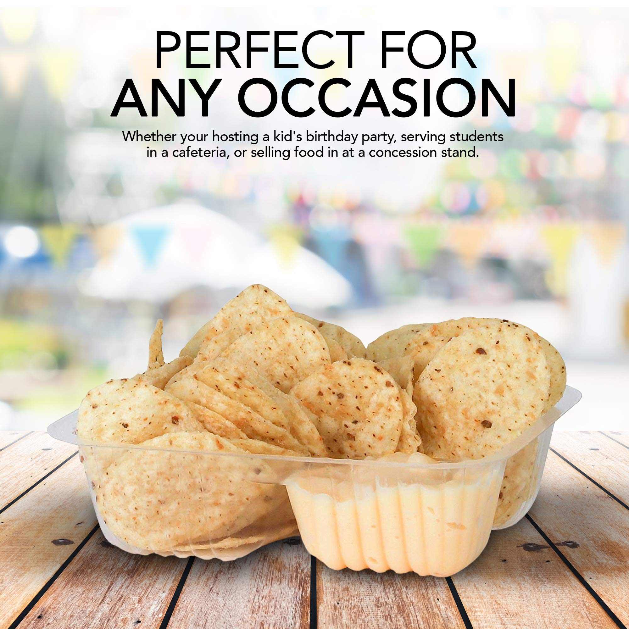 12Oz Plastic Nacho Trays (100 Pack) Small Disposable Tray For Nachos & Cheese Dip, Concession Stand Supplies, Movie Night Snacks