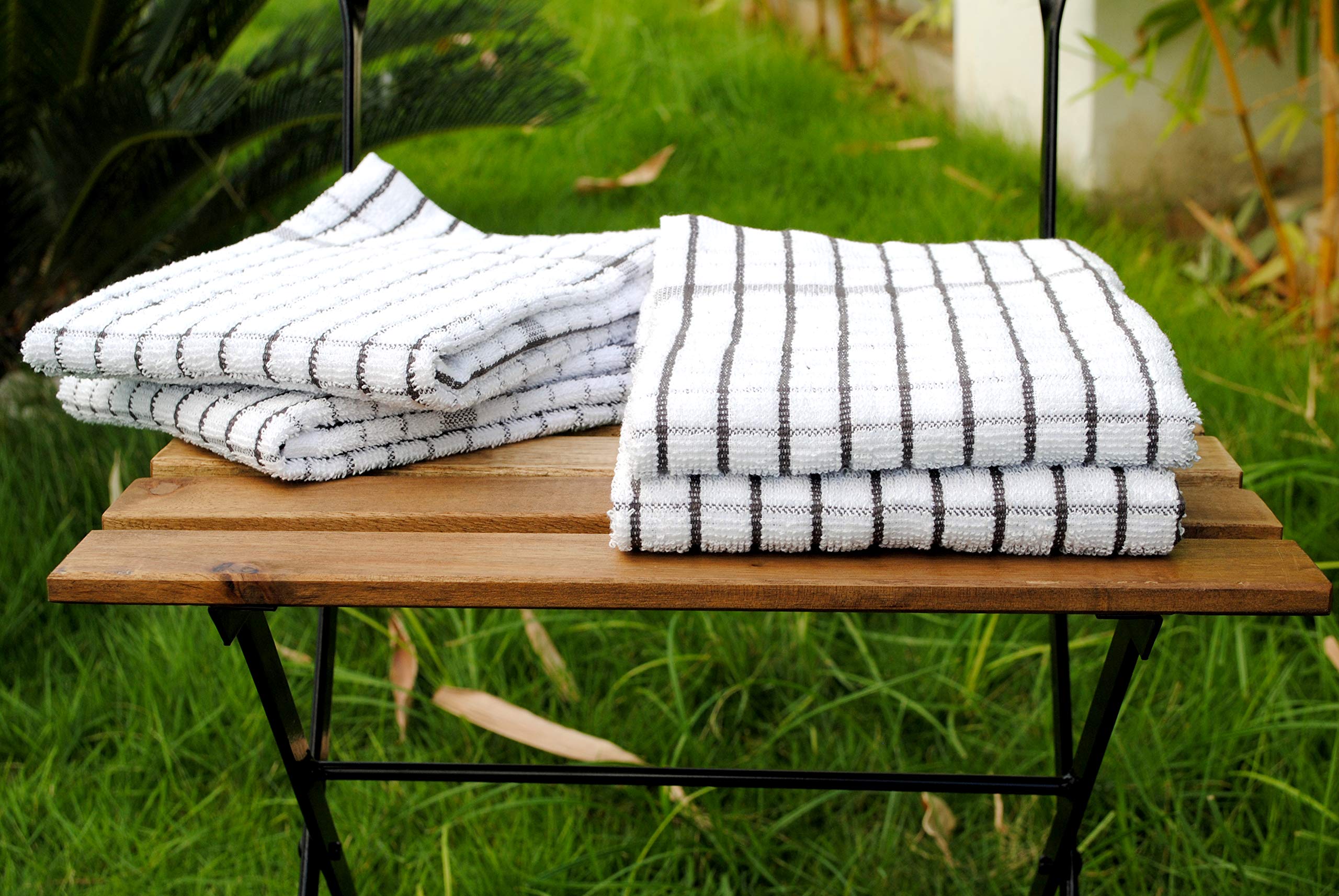 Amour Infini Kitchen Towels Set Of 4 - Highly Absorbent, Super Soft Terry Cotton 20X28 Inch Dish Towels With Hanging Loop - Hand