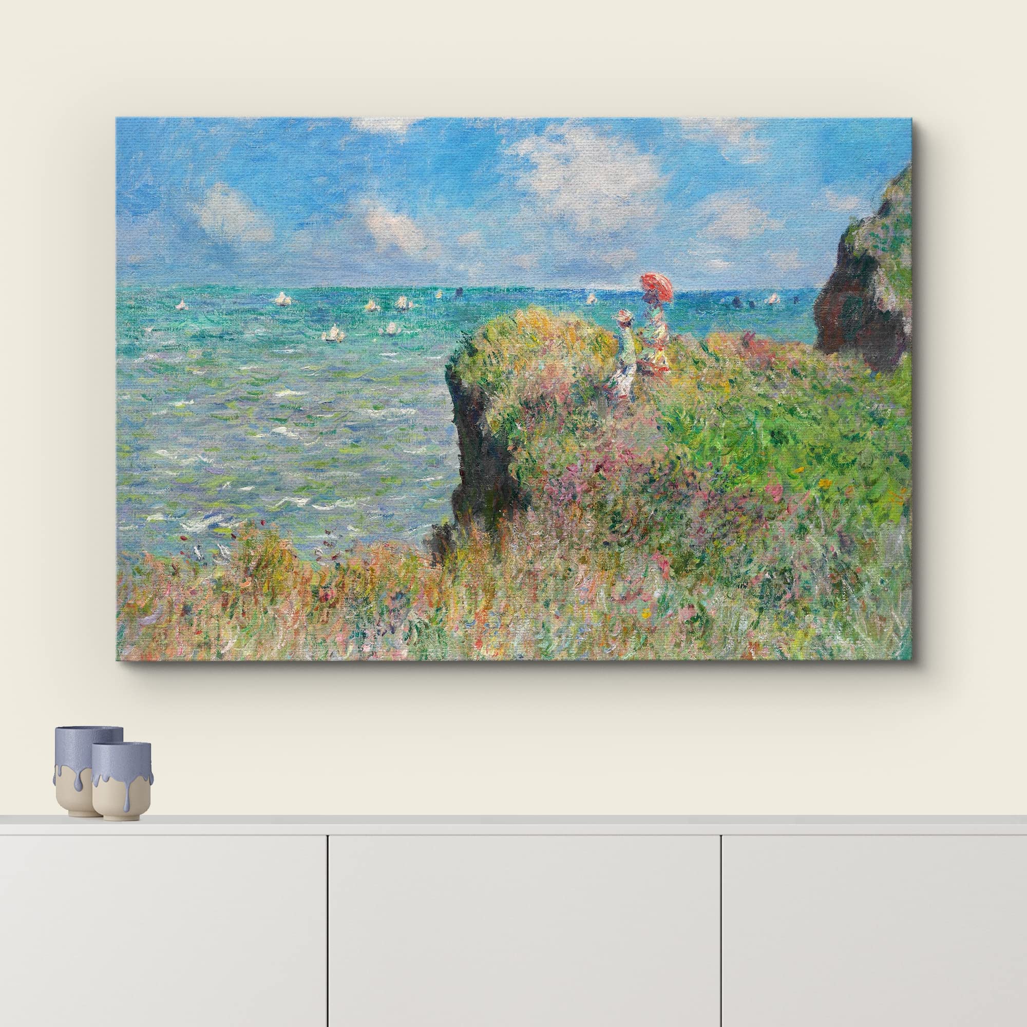 Wall26 Canvas Print Wall Art Cliff Walk At Pourville By Claude Monet Nature Wilderness Illustrations Fine Art Traditional Scenic