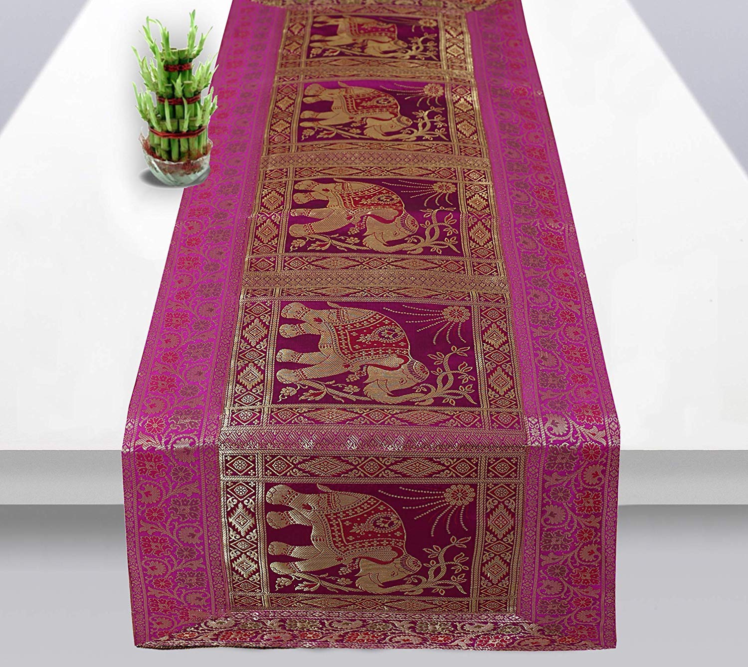 Real Online Seller Indian Handmade Elephant Design Table Runner.Traditional Decorative Ethnic Kitchen Table Cloth For Wedding Br