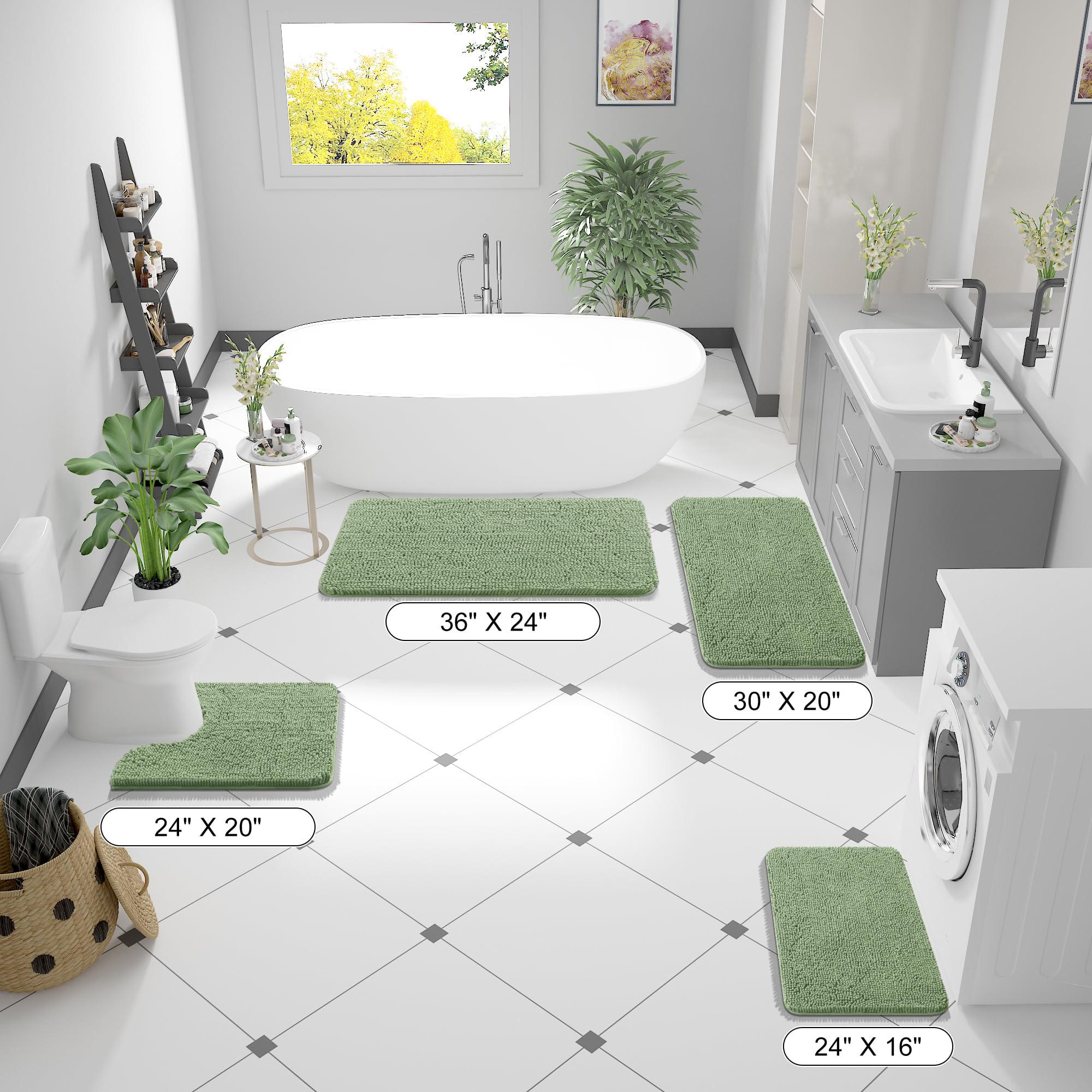 Olanly Bathroom Rugs 40X32, Extra Soft Absorbent Chenille Bath Rugs, Rubber Backing Quick Dry, Machine Washable Bath Mats For Ba