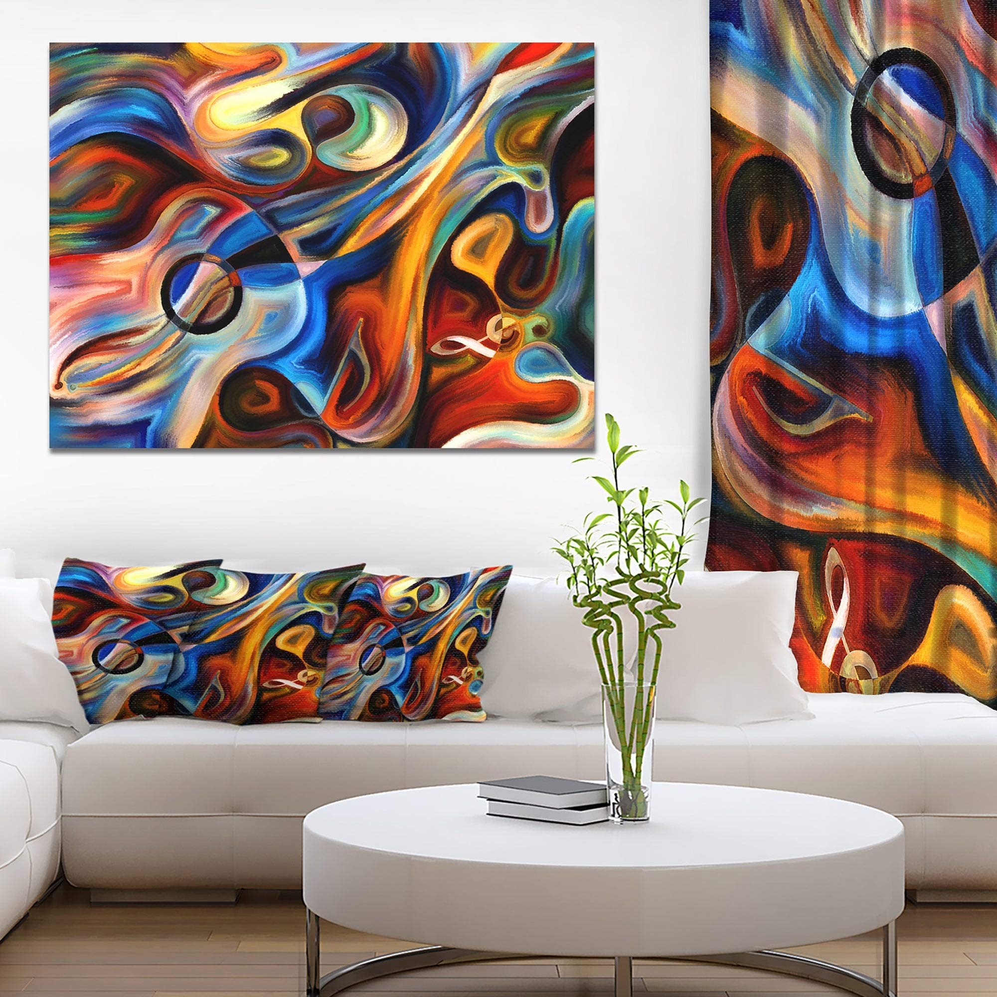 Designart Oversized Canvas Wall Art D  Cor - Abstract Music And Rhythm - Abstract Canvas Print For Bedroom, Dining Room, Living