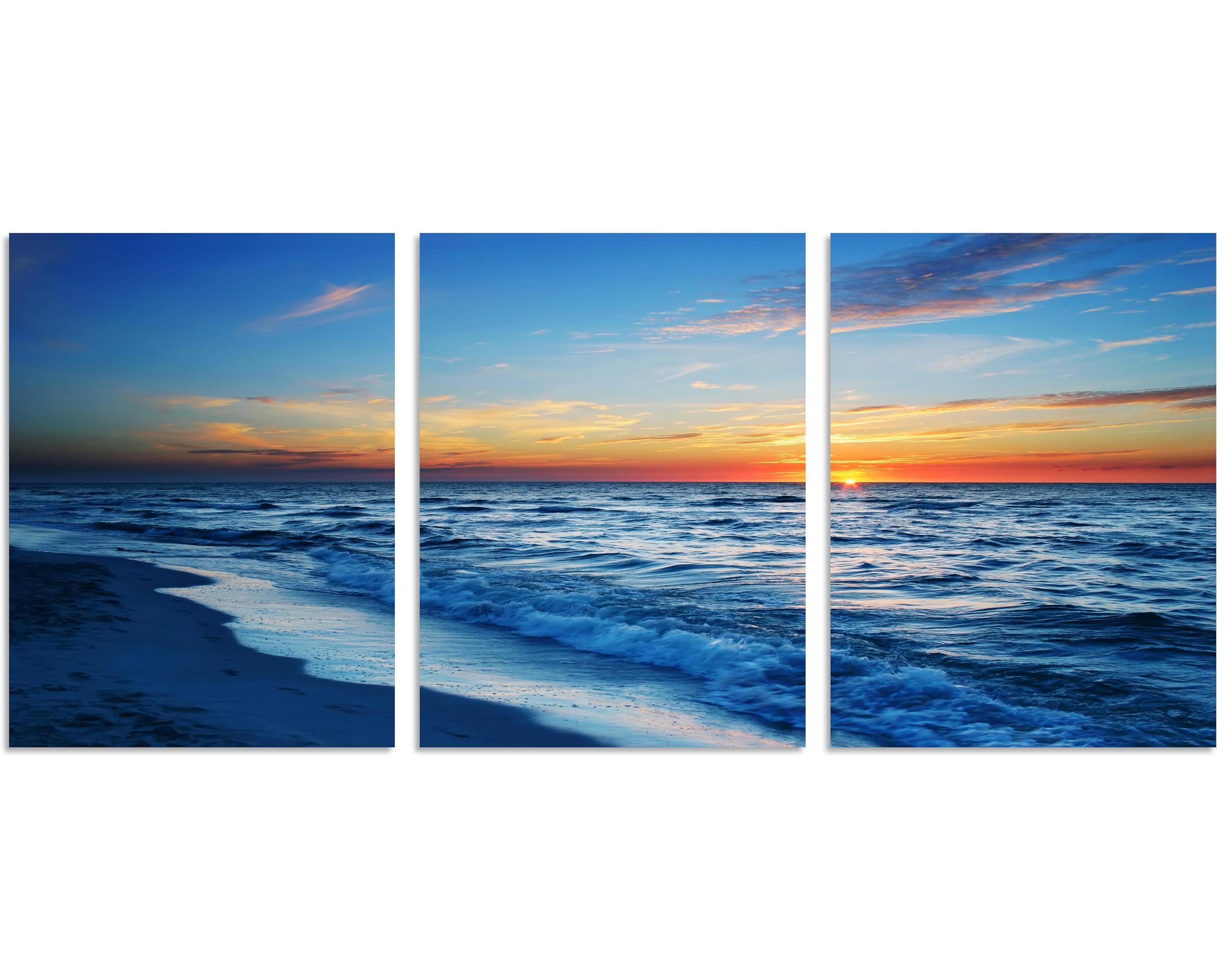 Tutubeer 3-Panel Beach Canvas Art - Sea Pictures For Wall Decor, Ready To Hang (12X16In X3)