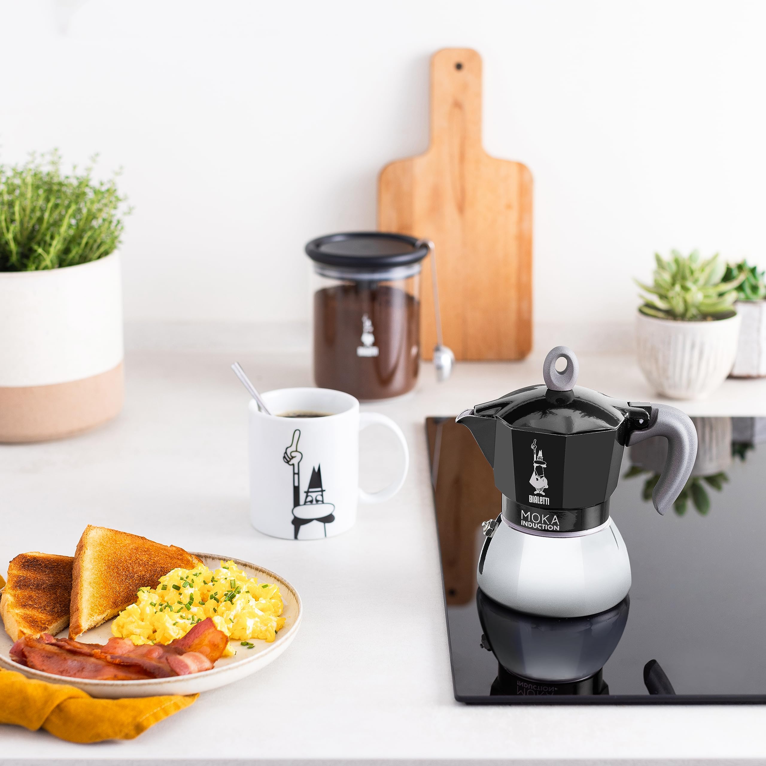 Bialetti - Moka Induction, Moka Pot, Suitable For All Types Of Hobs, 6 Cups Espresso (9.4 Oz Espresso), 280 Ml, Black