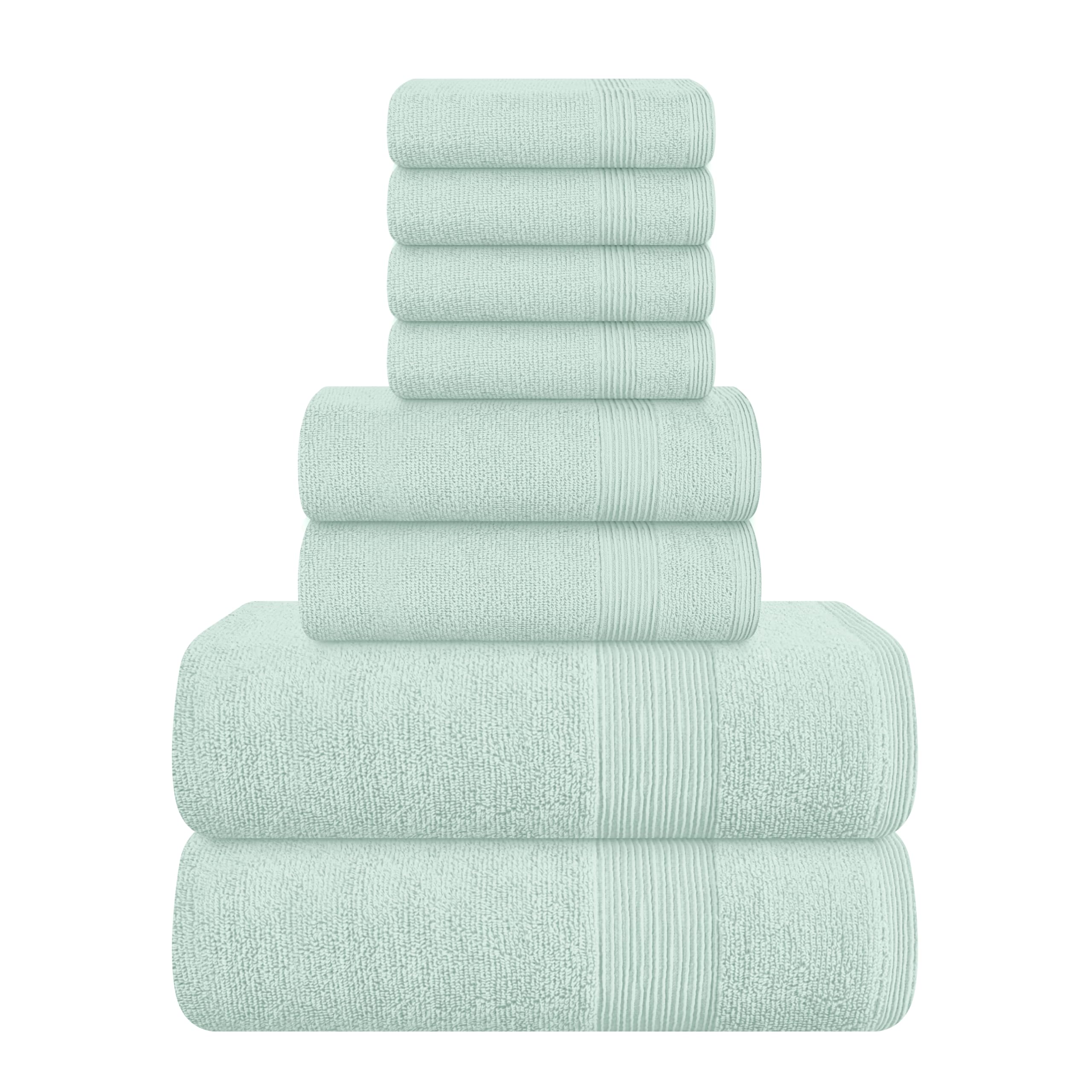 Elvana Home 8 Piece Towel Set 100% Ring Spun Cotton, 2 Bath Towels 27X54, 2 Hand Towels 16X28 And 4 Washcloths 13X13 - Ultra Sof