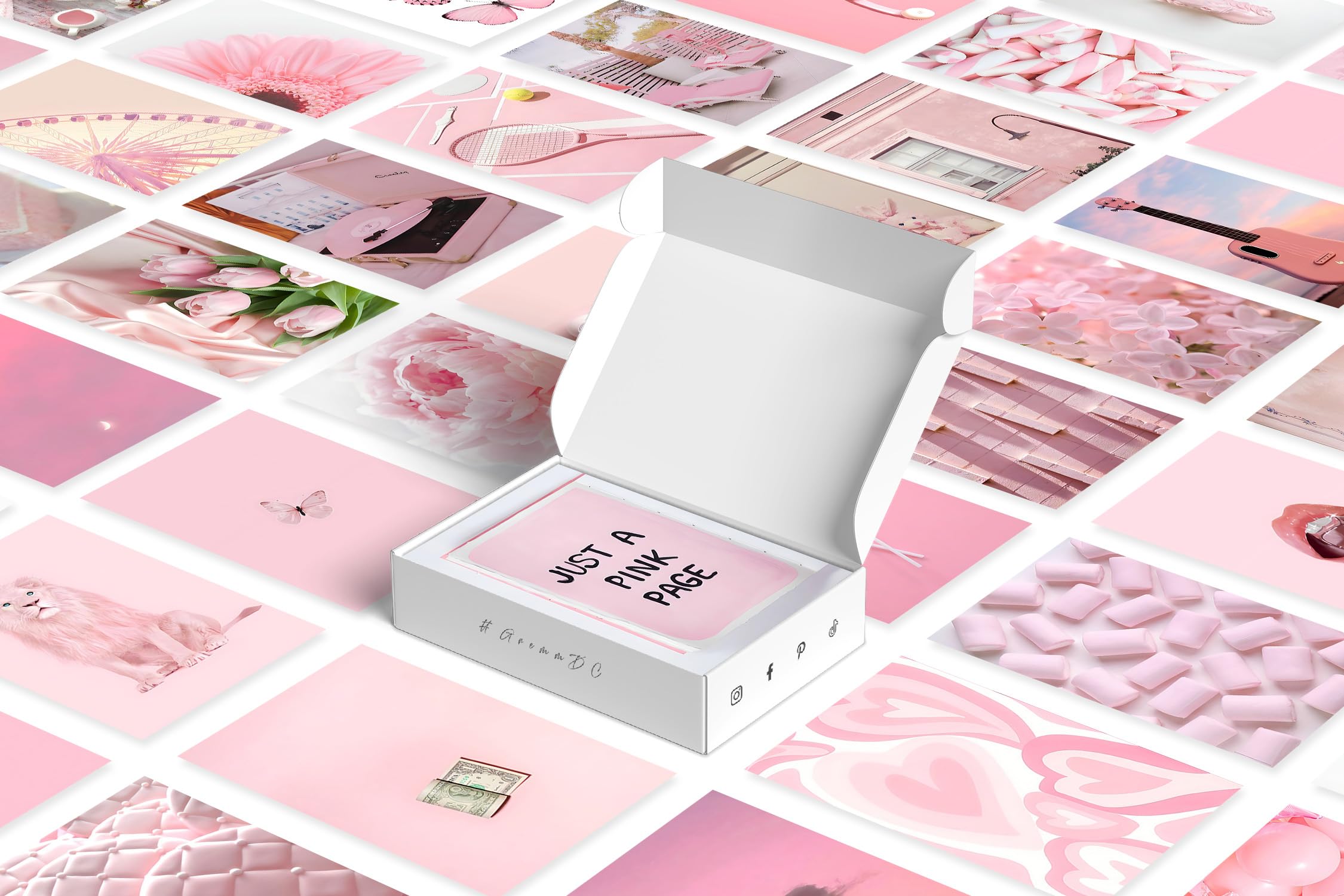 Y2K Boo Rose Pink Wall Collage Kit - 50Pcs Aesthetic Posters For Room Decor, Perfect For Dorms And Bedrooms, Cute And Trendy Pin