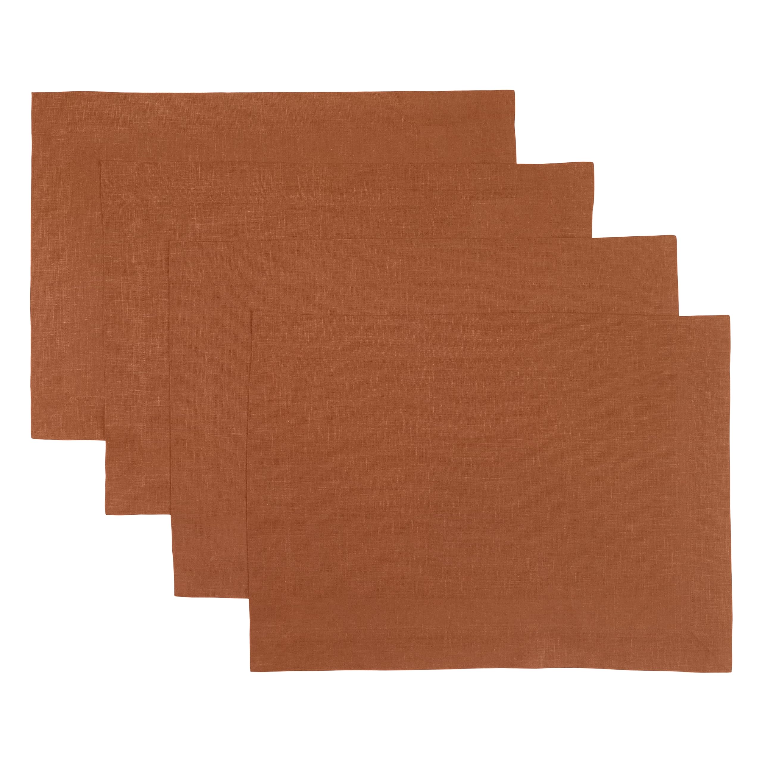 Dmoksha Fall Placemats 14 X 19 Inch, Rust Placemats Set Of 4, 100% Pure Linen Placemats, Hemmed Cloth Placemats, Perfect For Tha