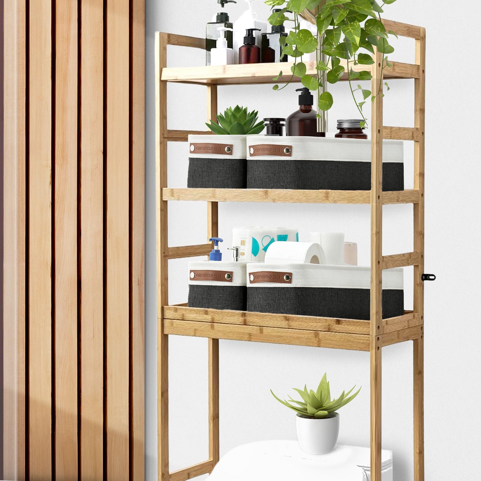 Decomomo Narrow Storage Bins, Small Baskets For Organizing, Toilet Tank Basket For Toilet Paper, Vanities, Cabinets, Towels And