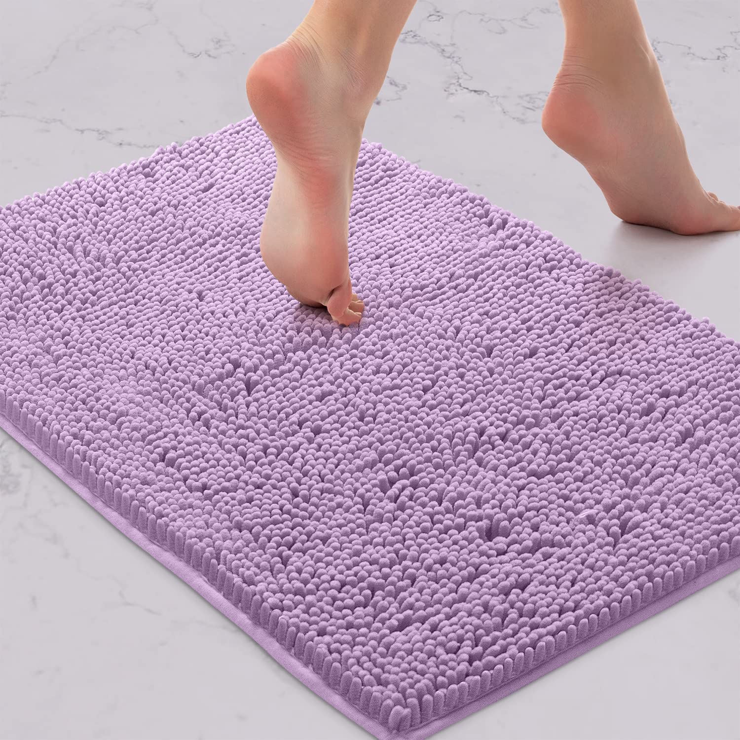 Luxurux Lavender Bathroom Rugs-Extra-Soft Plush Bath Shower Bathroom Rug,1'' Chenille Microfiber Material, Super Absorbent Shagg
