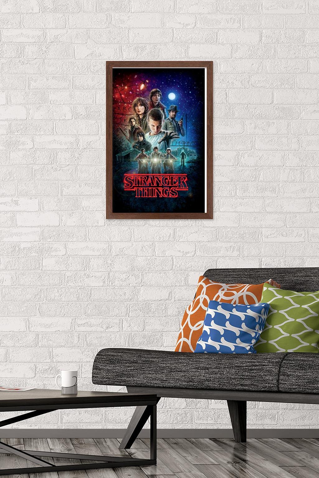 Trends International Netflix Stranger Things - One Sheet Wall Poster, 14.725'' X 22.375'', Mahogany Framed Version