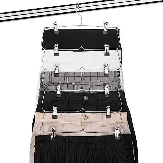 6-Tier Foldable Pants & Skirts Hanger Organizer