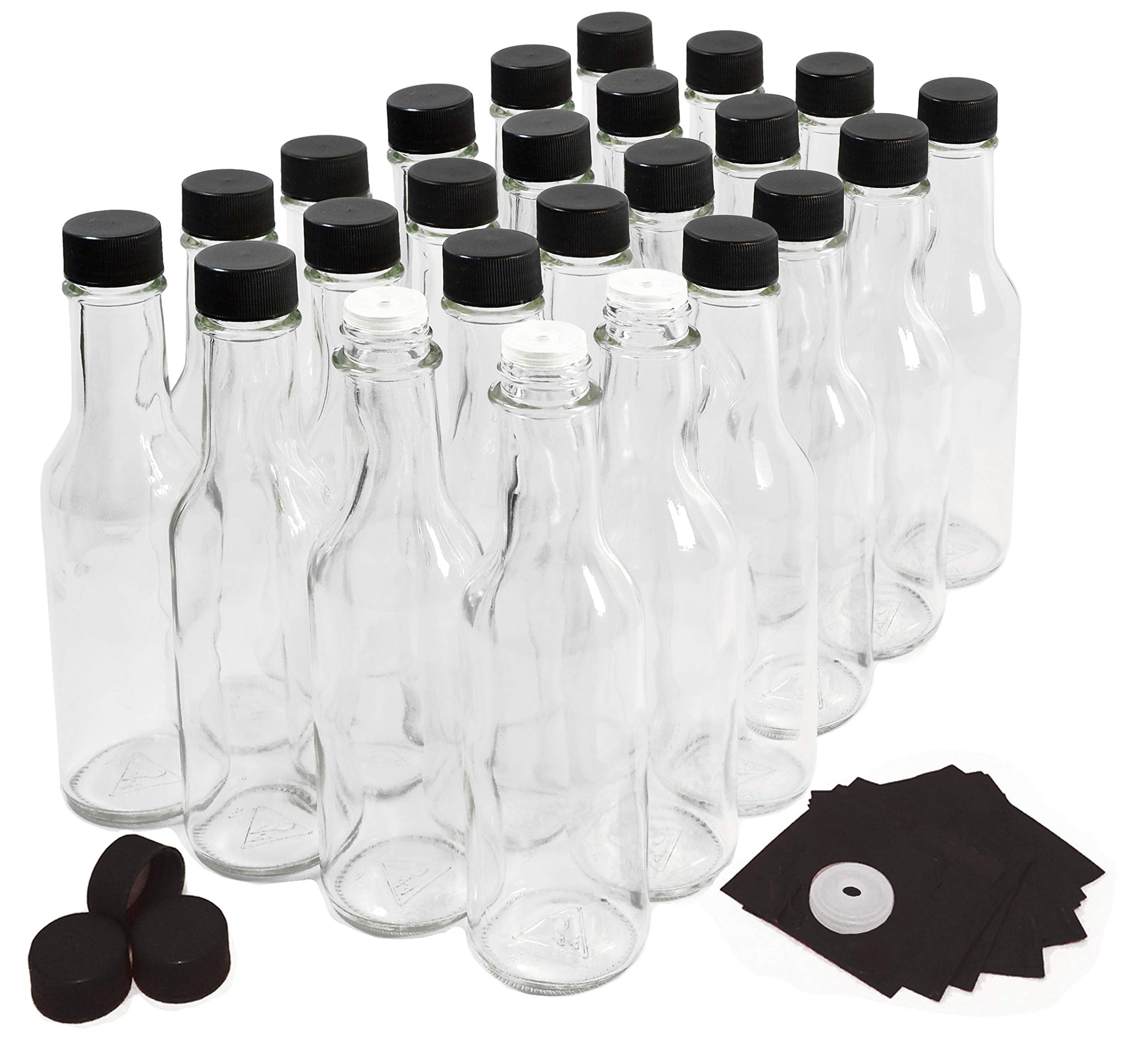 Nicebottles Hot Sauce Bottles With Black Caps & Shrink Bands, 5 Oz - Case Of 24