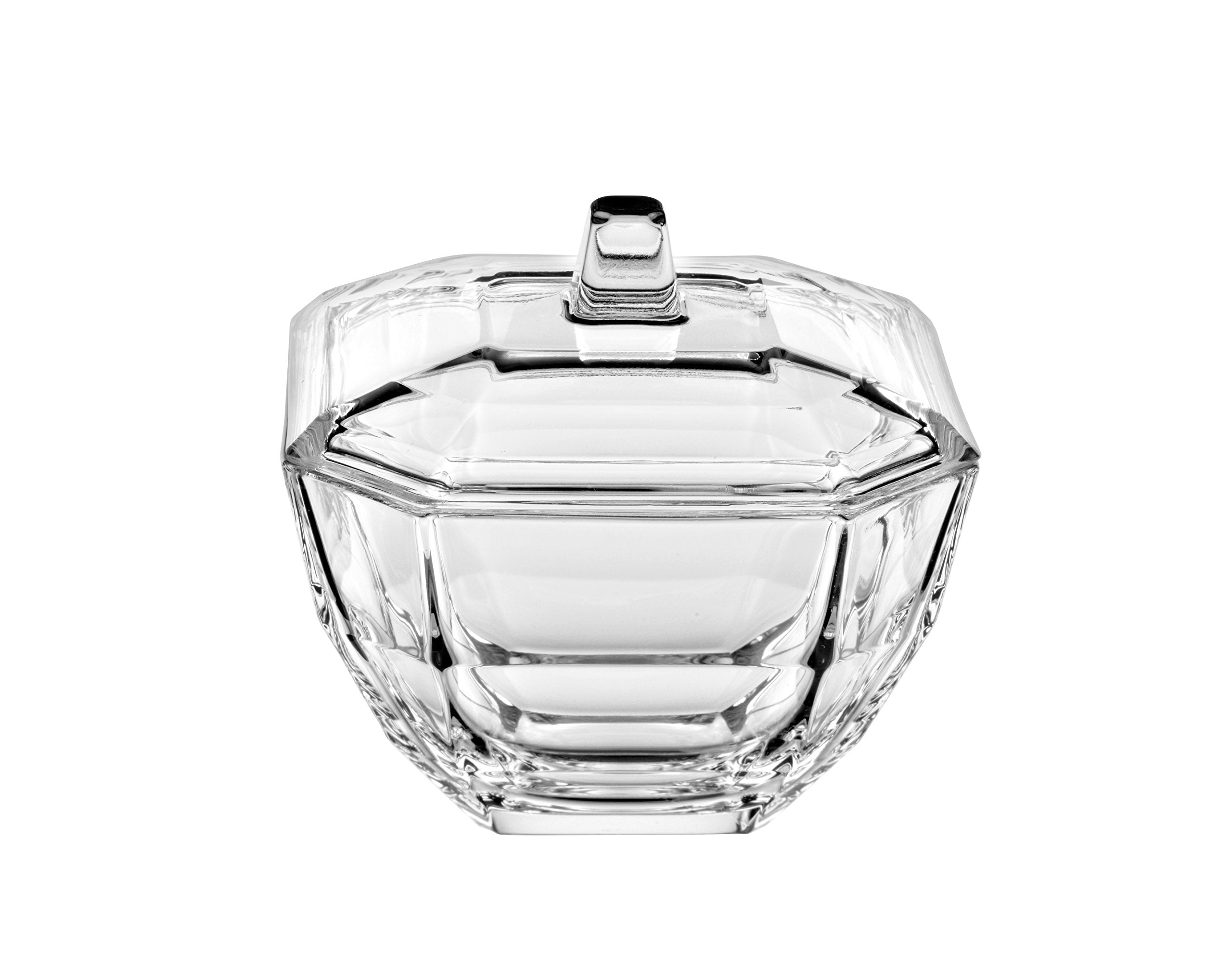 Barski - European Glass - Octagon - Covered Candy - Nut- Chocolate - Jewelry Box - 4.3 Diameter - Made in Europe