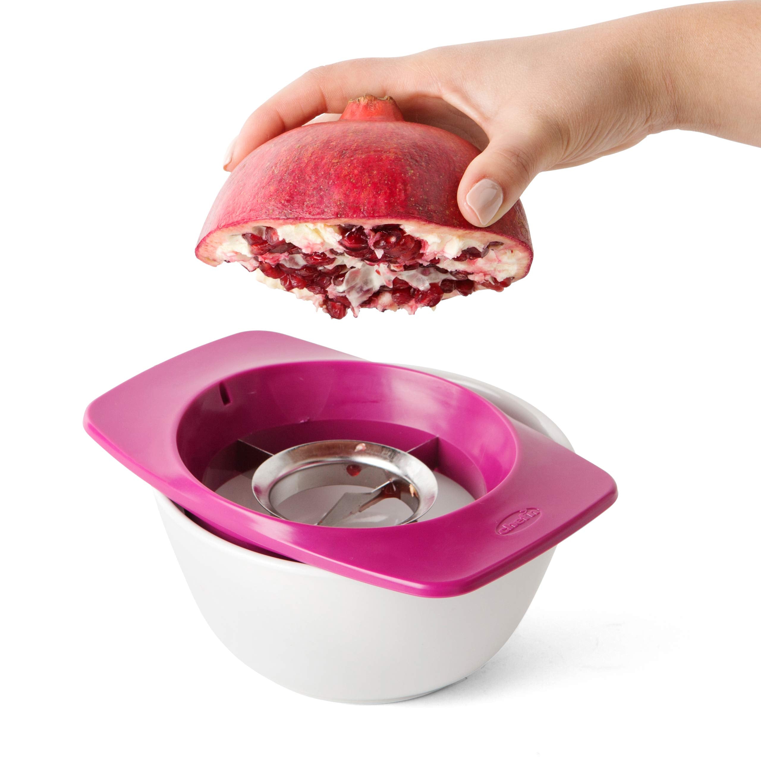 Chef'n Pomegranate Prep Tool - Slicester, Stainless Steel, One Size, Cherry, Model 102-006-005