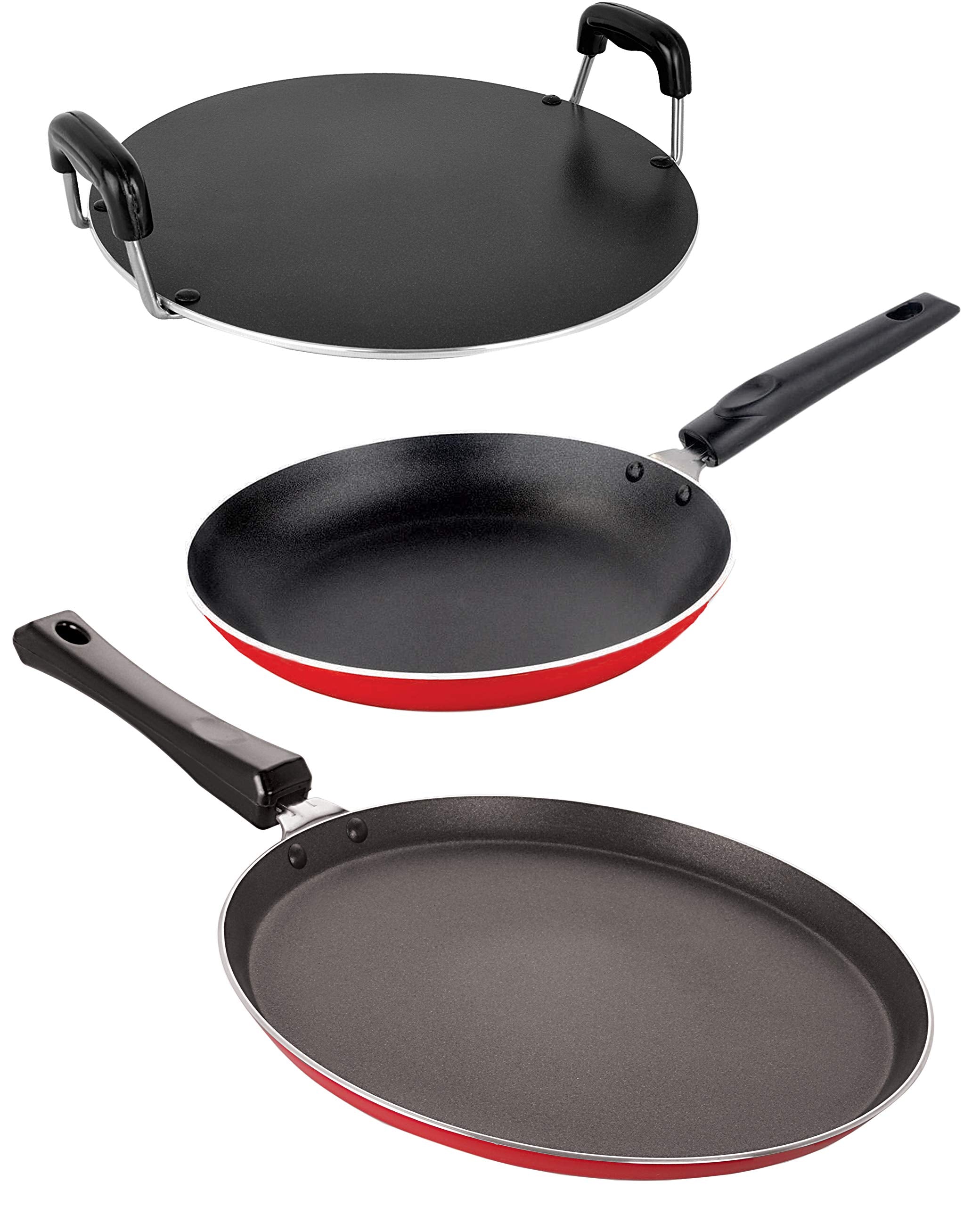 Nirlon NonStick Aluminium 3 Piece Gas Compatible Kitchenware Set With Bakelite Handle