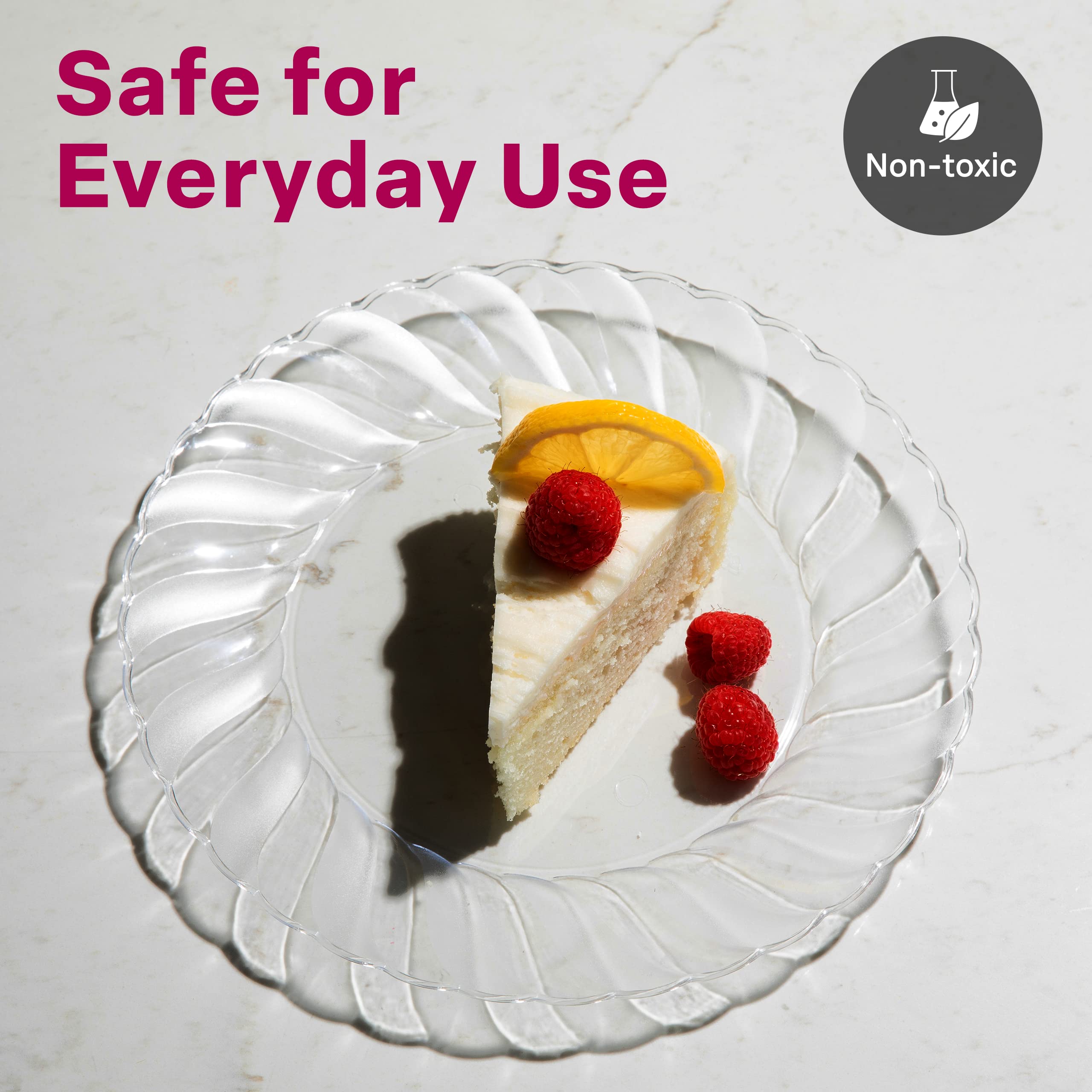 Aya'S Cutlery Kingdom 50 Clear Plastic Plates 9 - Heavy-Duty Round Disposable Plates For Parties, Events, And Weddings - Elega