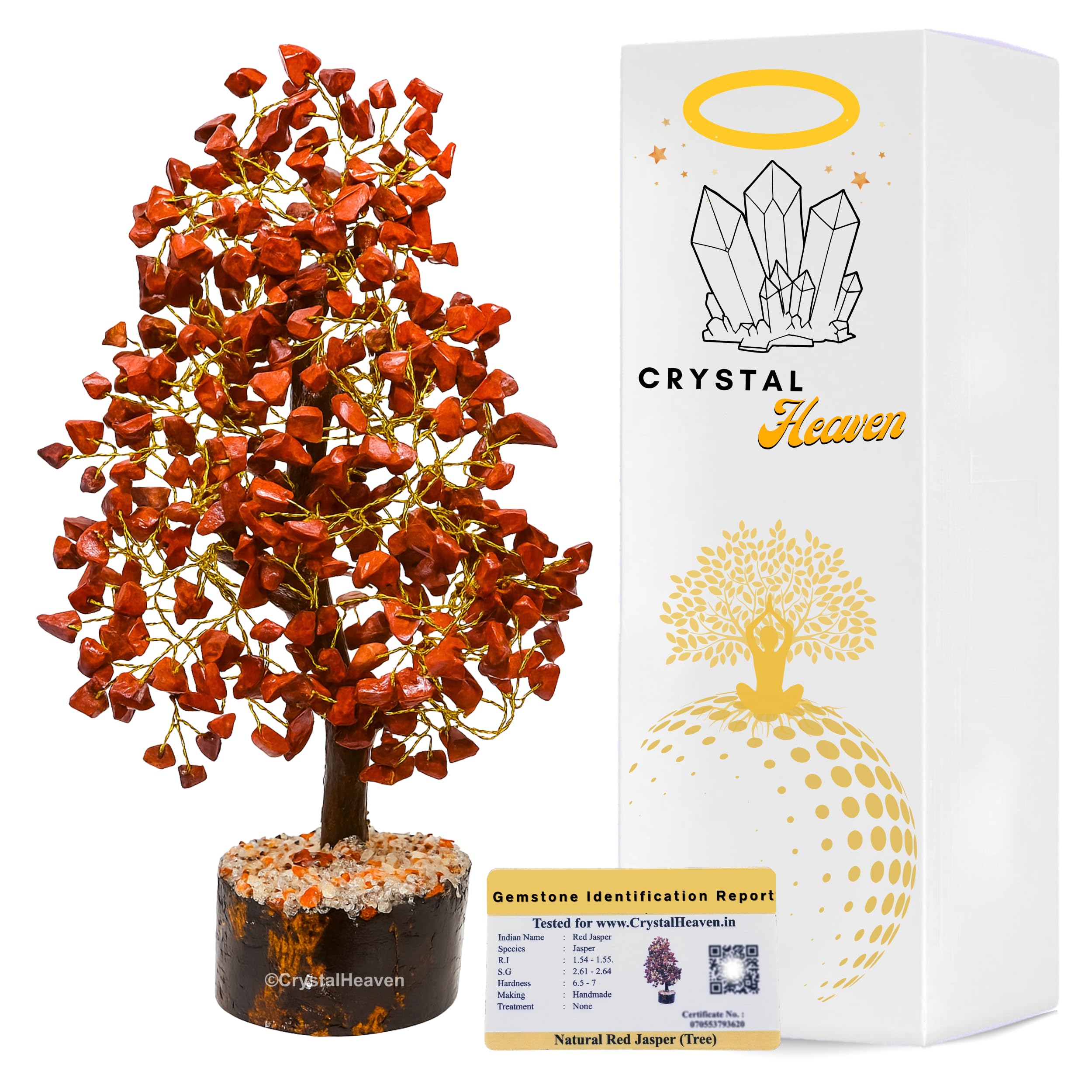 Certified Red Jasper Crystal Tree For Good Luck - Healing Crystals Money Tree For Wealth, Positive Energy At Home Office - Decor
