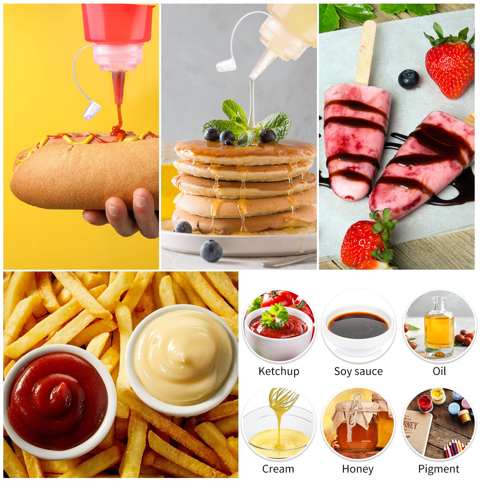 24 Pcs 8 Oz Plastic Condiment Squeeze Bottles Squeeze Leak Proof Multipurpose Squirt Bottles With Twist Top Cap For Sauces Ketch