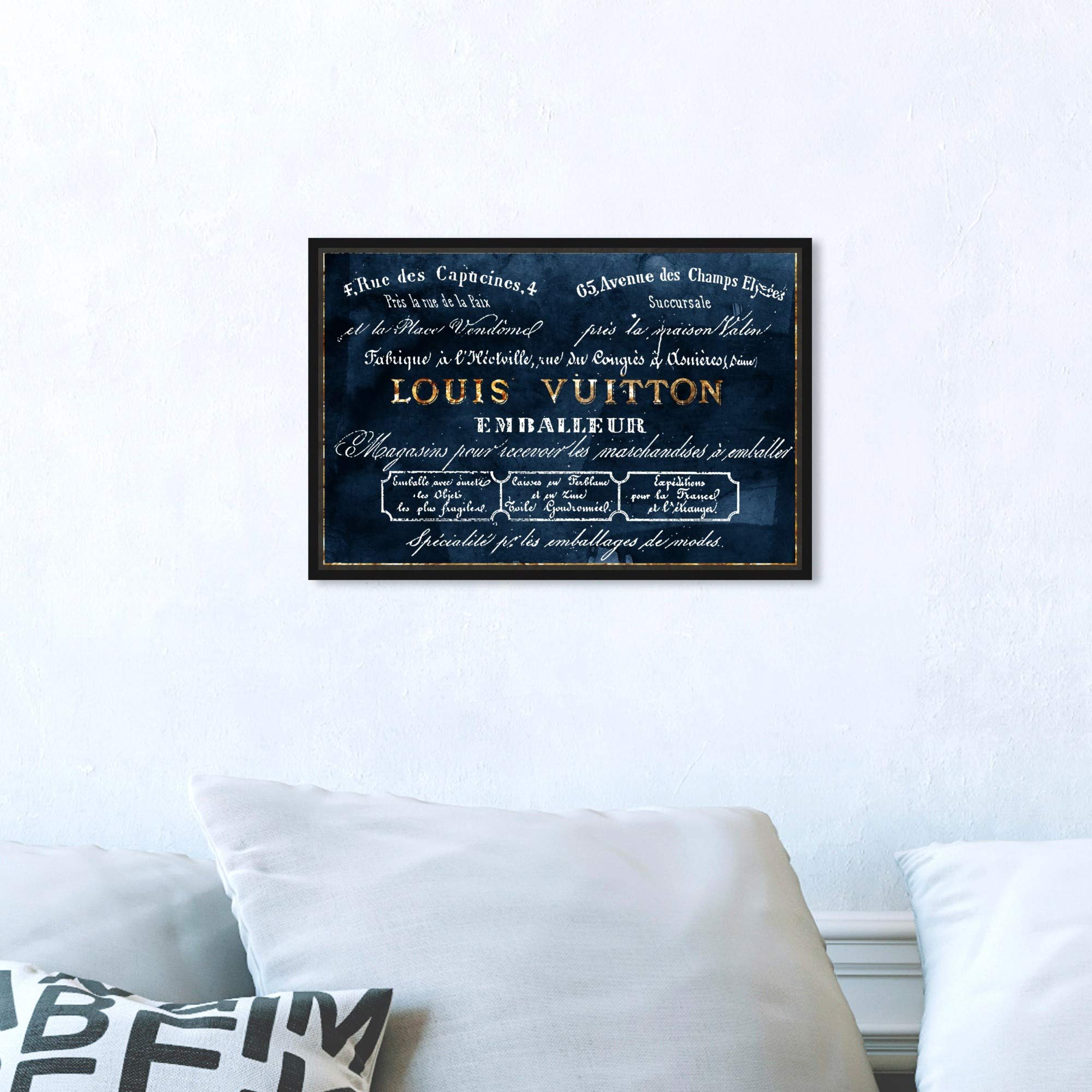 The Oliver Gal Artist Co. Fashion And Glam Framed Wall Art Canvas Prints 'Emballeur Navy' Road Signs Home D  Cor, 15 In X 10 In,