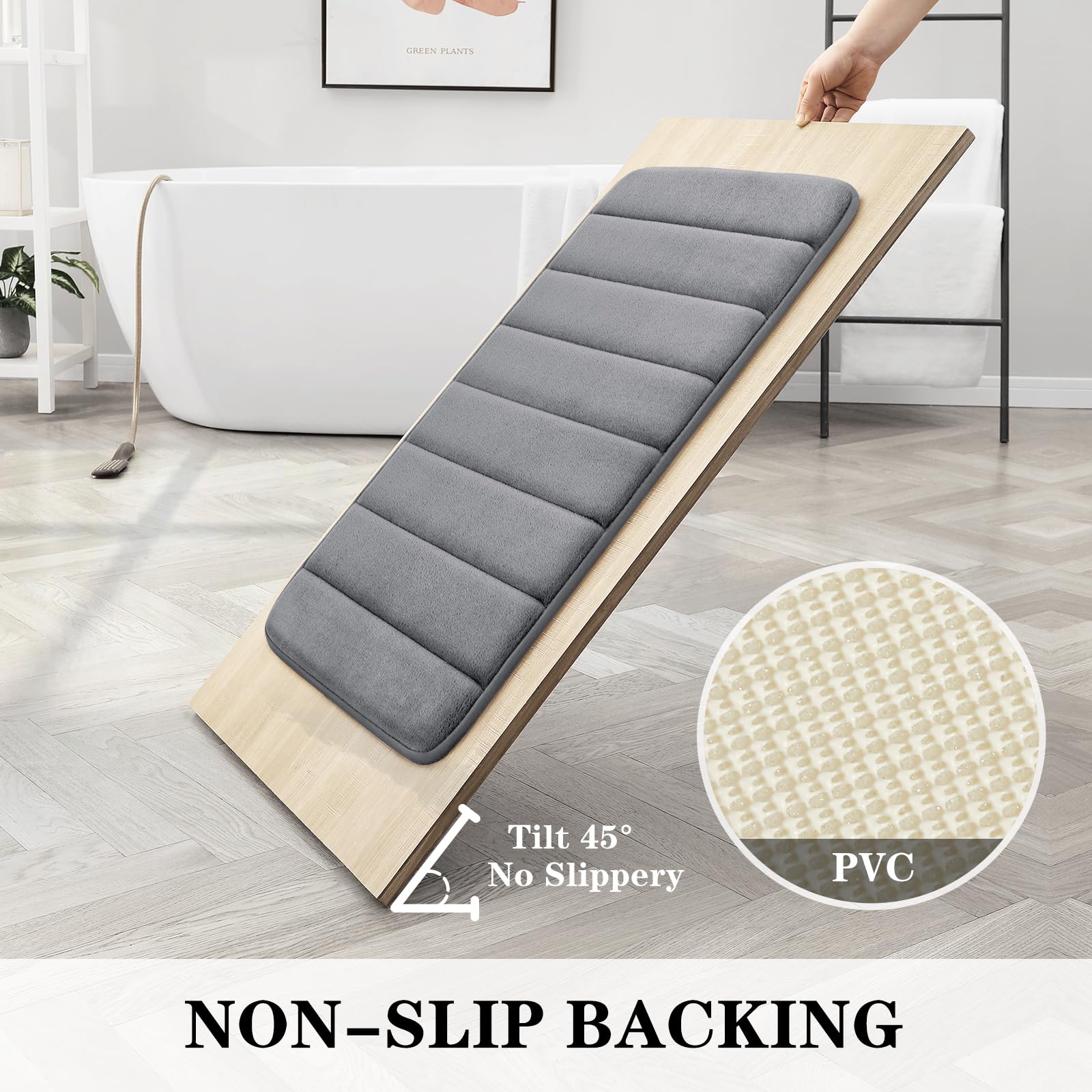 BYSURE Bathroom Rugs Sets 3 Piece Dark Grey Memory Foam Non Slip Extra Absorbent Bath Mat Set for Bathroom  Soft Bathroom Rugs and Mats Set Washable Floor Carpets