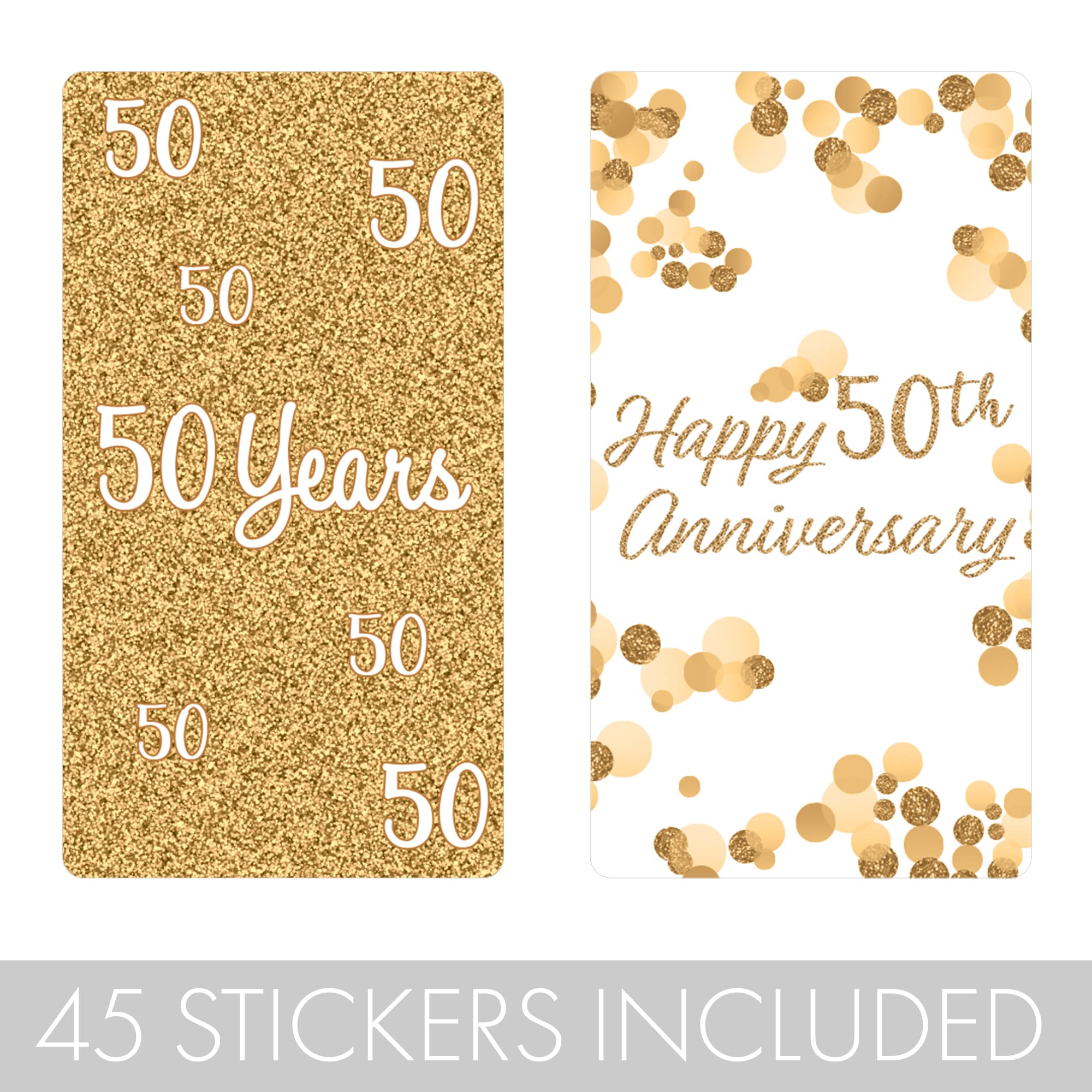 Gold 50Th Wedding Anniversary Party Mini Candy Bar Wrappers - 45 Stickers