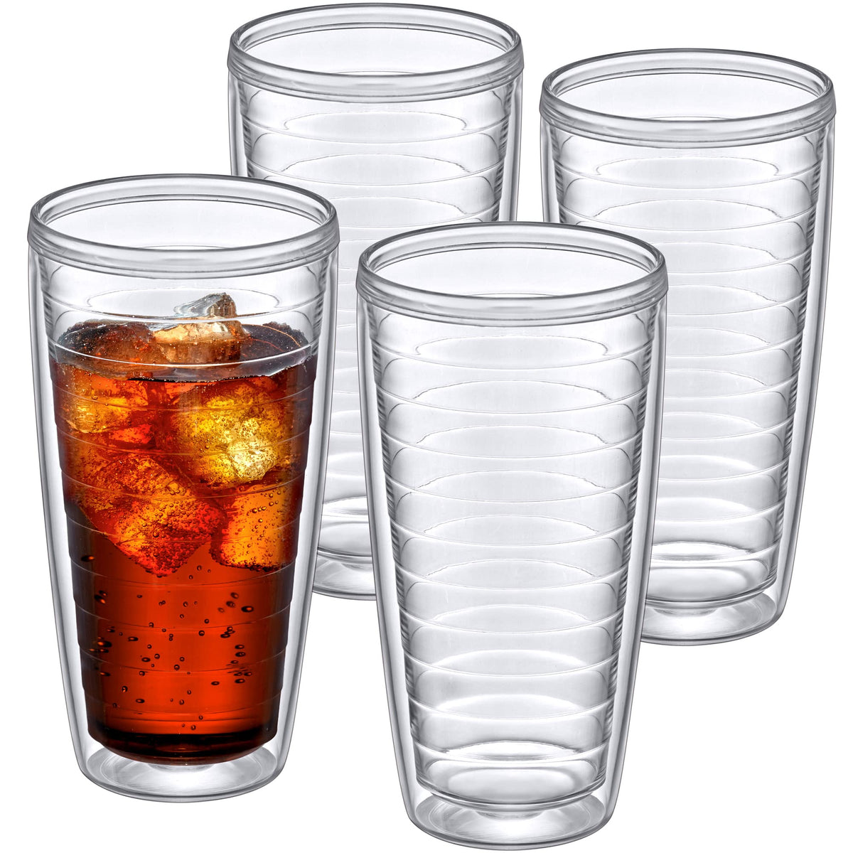 Amazing Abby - Alaska - 24-Ounce Insulated Plastic Tumblers (Set Of 4), Double-Wall Plastic Drinking Glasses, All-Clear Reusable
