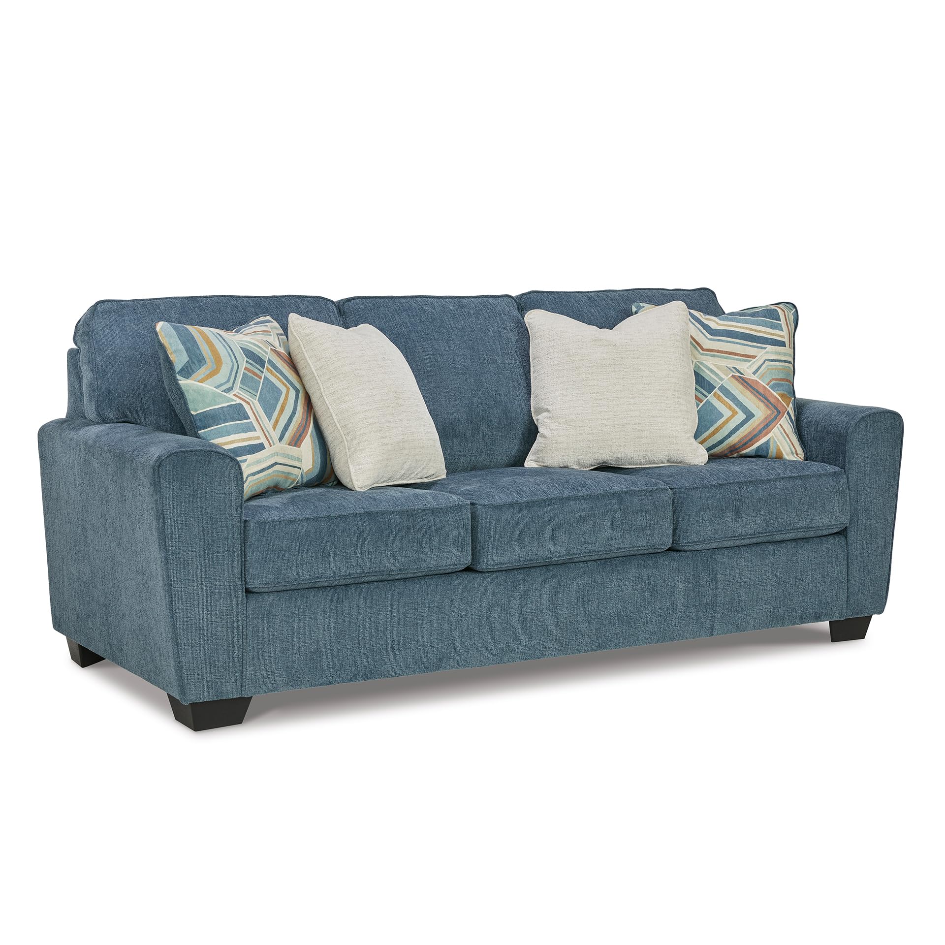 Signature Design by Ashley Cashton Casual 2-in-1 Sofa Sleeper with Folding Gel Memory Foam Mattress, Queen, Blue