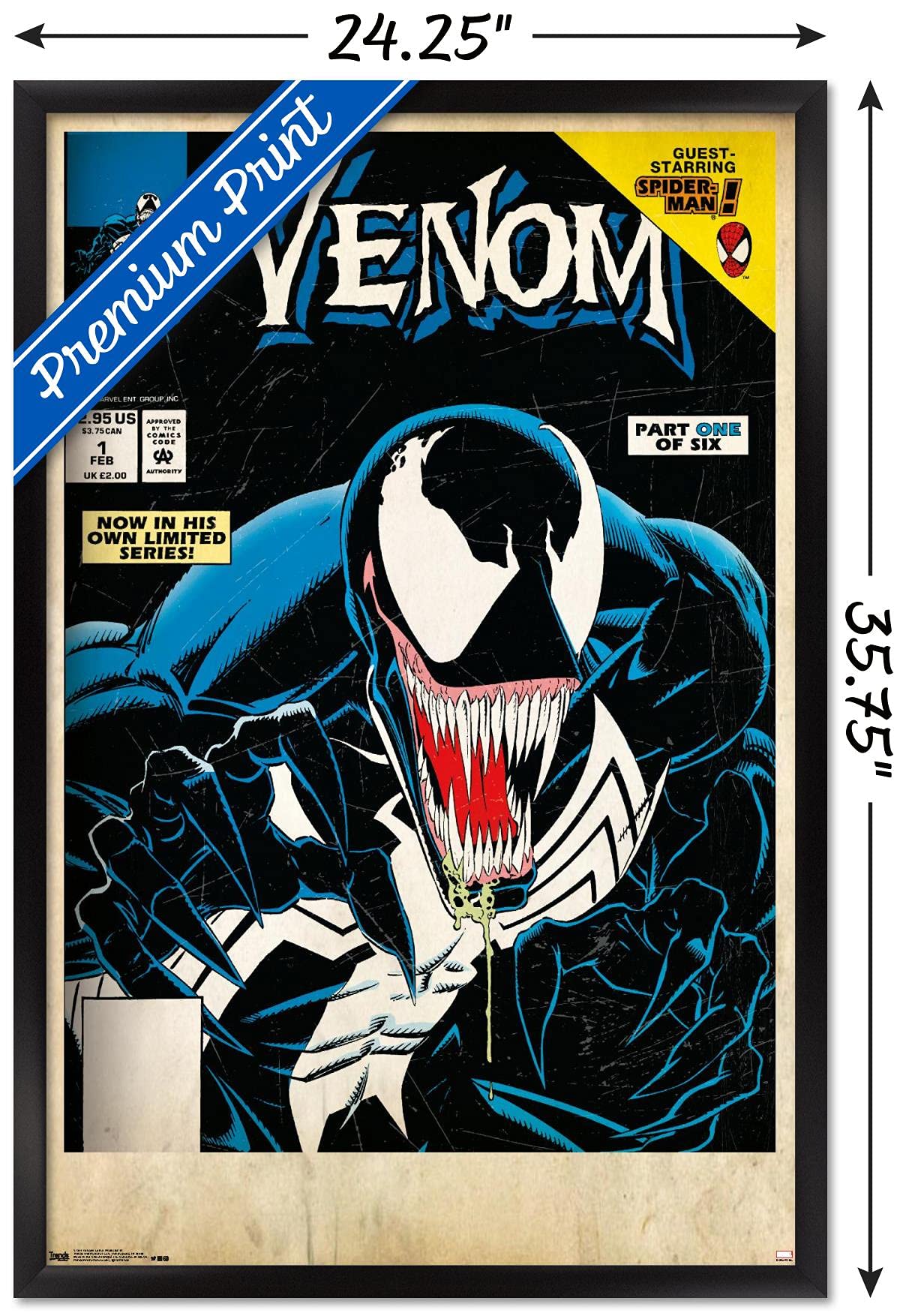 Trends International Marvel Comics - Venom - Lethal Protector Cover #1 Wall Poster, 22.375'' X 34'', Black Framed Version