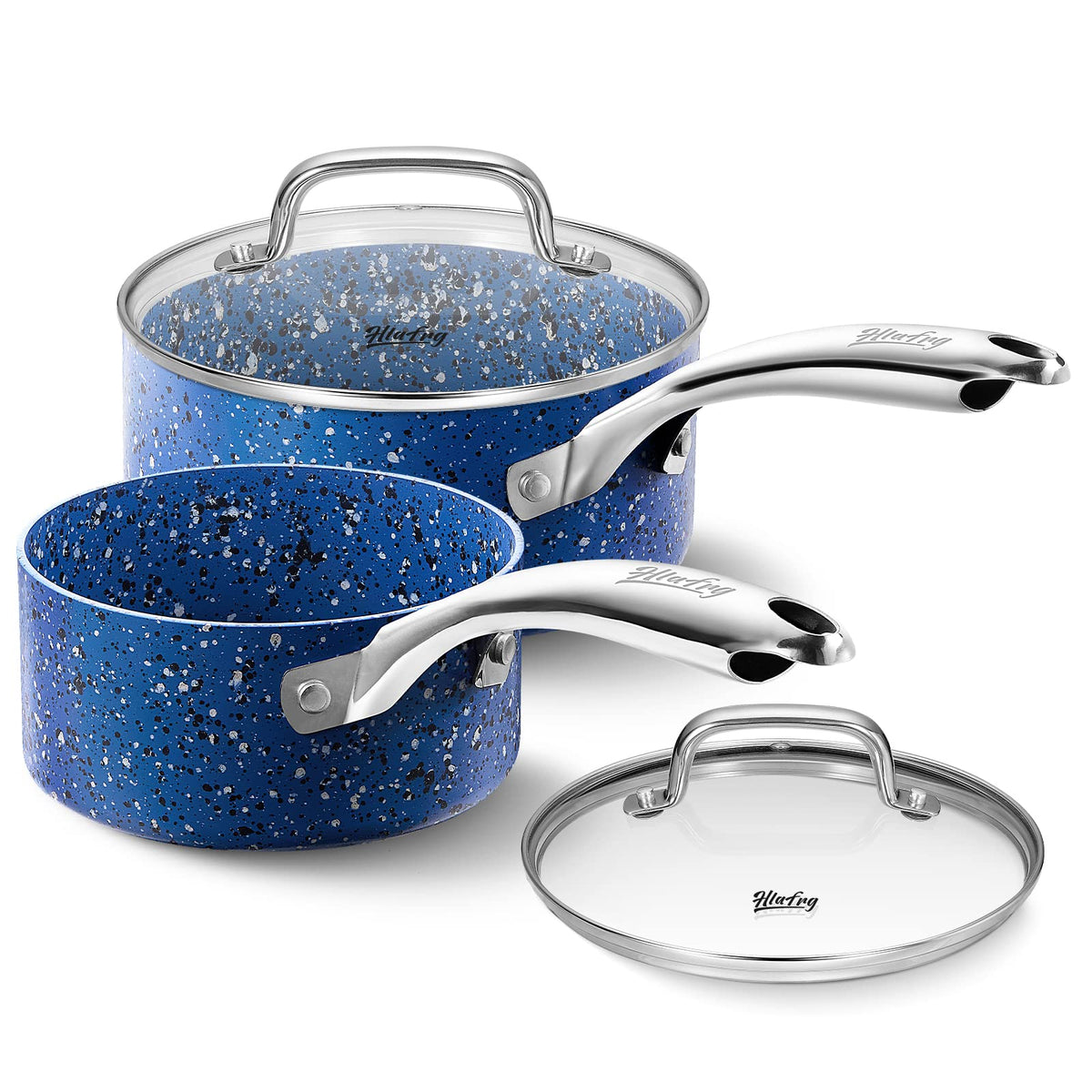 Hlafrg Kitchen Nonstick Saucepan Set - 1 Quart And 2 Quart Sauce Pan Set With Lid - Multipurpose Pots Set Use For Home Kitchen O