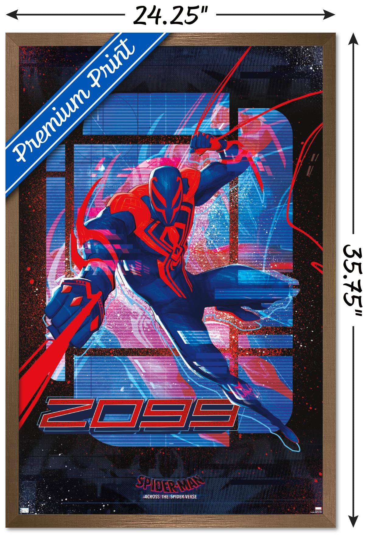 Trends International Marvel Spider-Man: Across The Spider-Verse - Spider-Man 2099 Wall Poster, 22.37'' X 34.00'', Bronze Framed