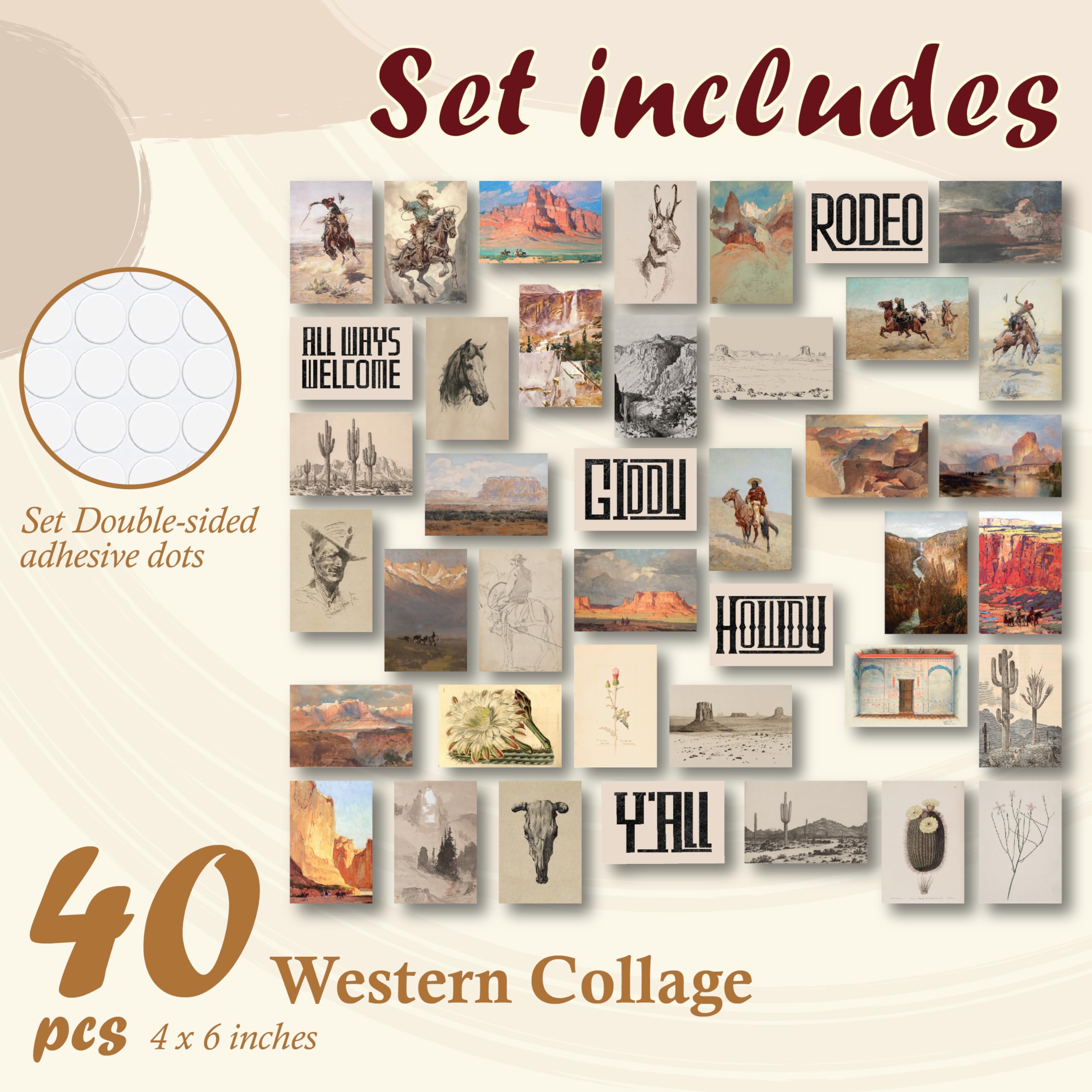 97 Decor Boho Western Decor For Home - 40 Pcs Collage Western Wall Decor For Bedroom, Boho Ranch Southwestern Wall Art Prints, O