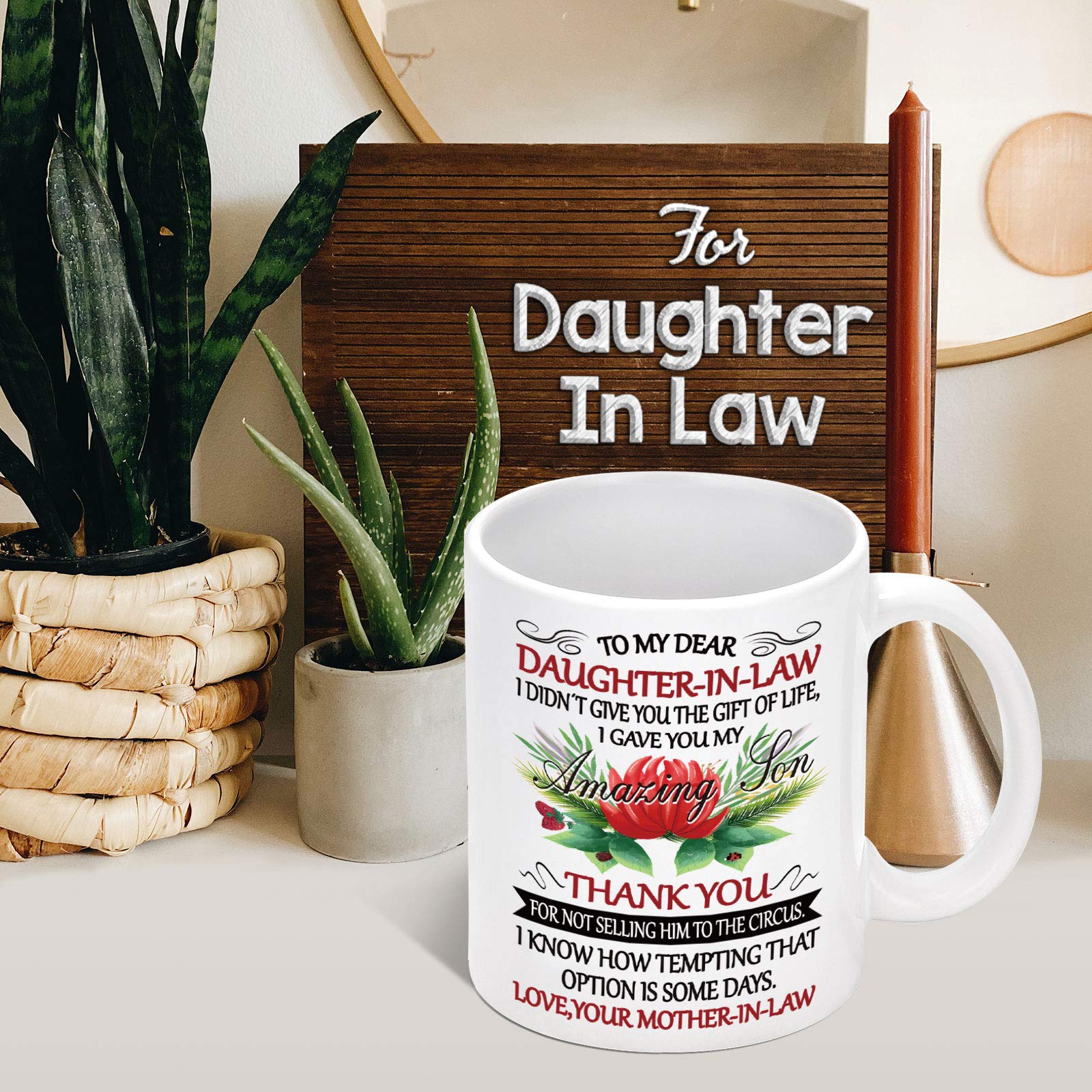 YHRJWN Daughter In Law Gifts - To My Dear Daughter In Law Mug - Daughter Gifts from Mom- Gifts for Daughter from Mother Mommy - Daughter Coffee Mug for Christmas Birthday Thanksgiving Day 11 Oz White
