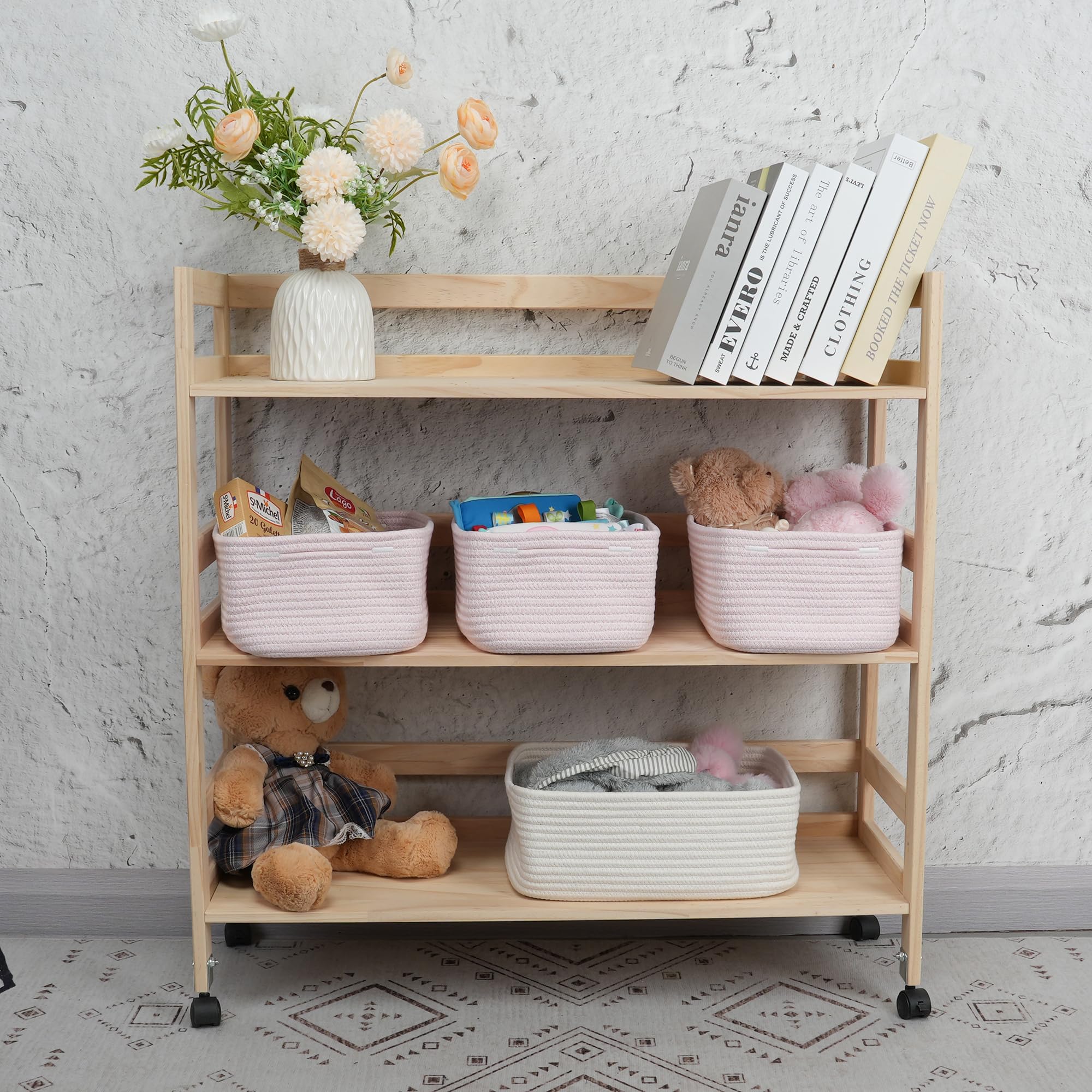 XUANGUO Small Woven Storage Baskets 12X8   X5 Decorative Rope Bins for Organizing Shelves, Closets, and Toys, Empty Gift Baskets