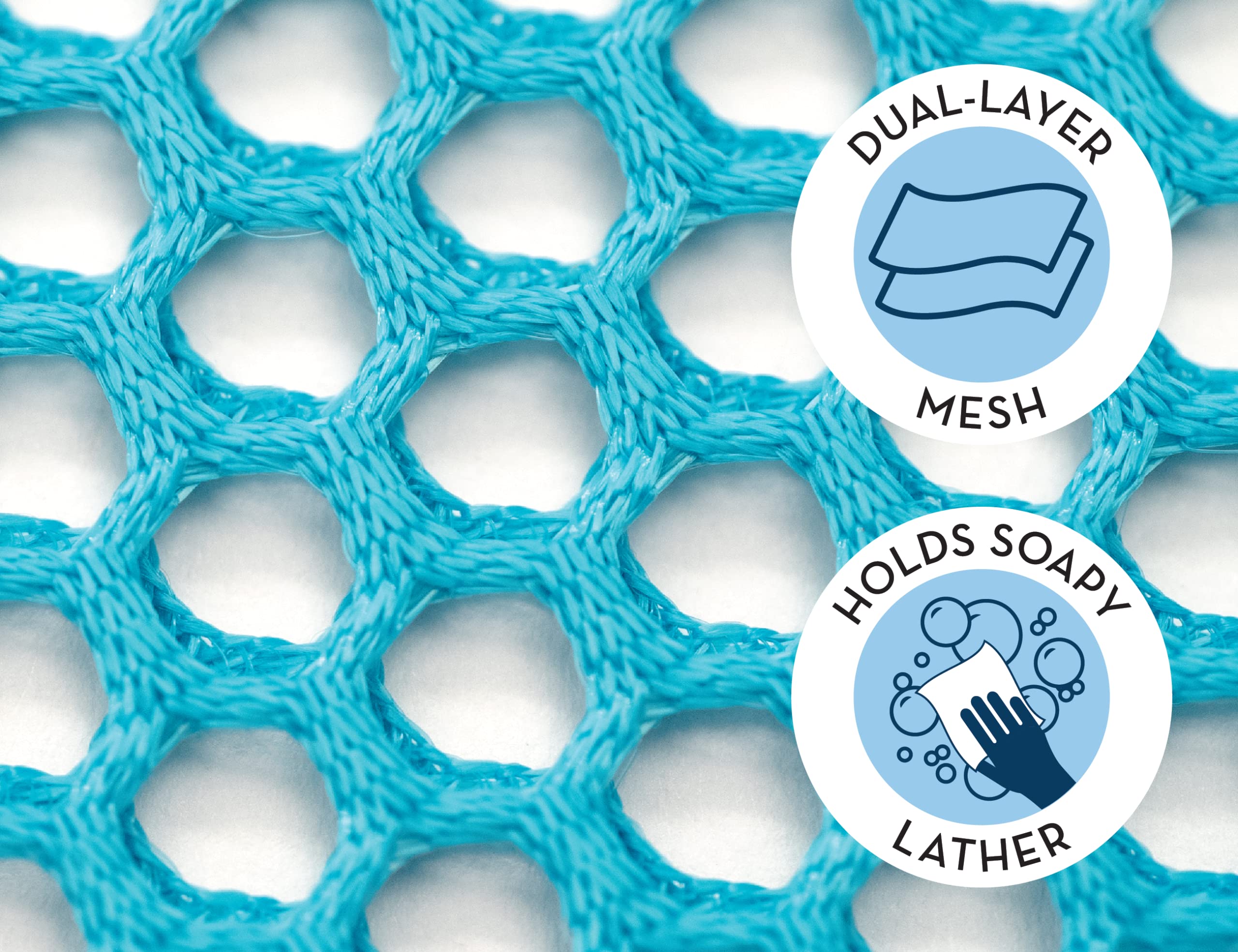 S&T Inc. Mesh Dish Scrubber, Kitchen Dish Cloths For Washing Dishes, Blue, 11.5 Inches X 11.5 Inches, 3 Pack